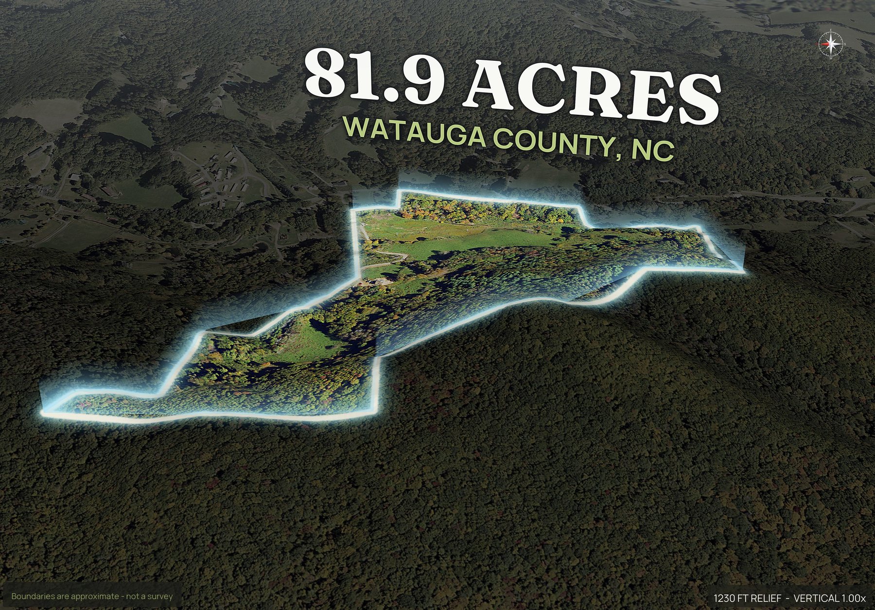 Spotlight, west of a North Carolina land parcel