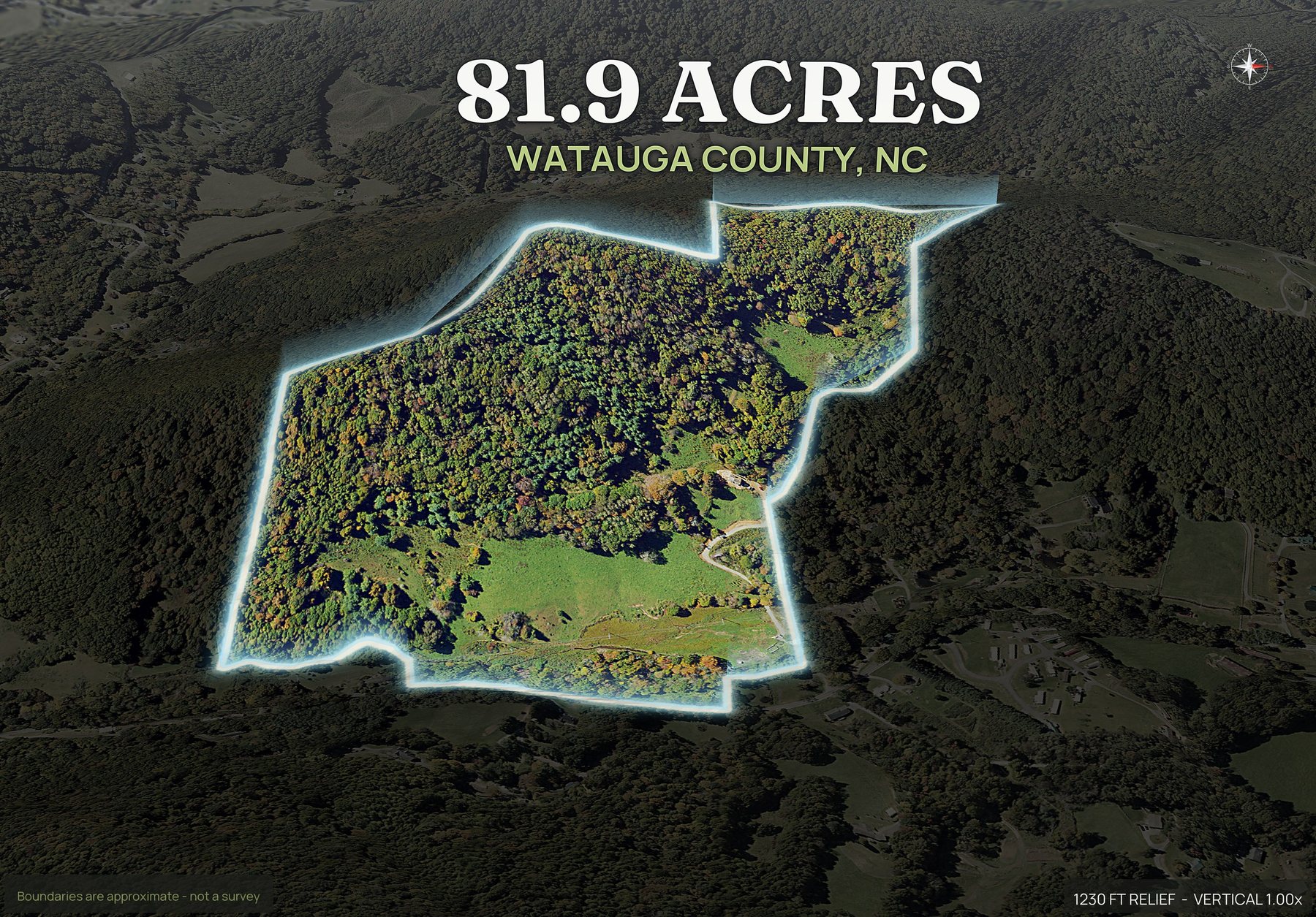 Spotlight, east of a North Carolina land parcel