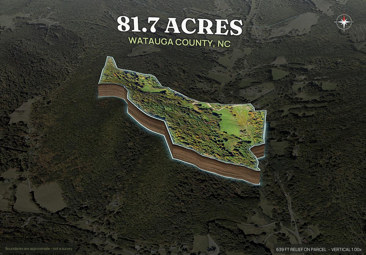 Pop-out of a North Carolina land parcel lifted out of the ground with dirt walls