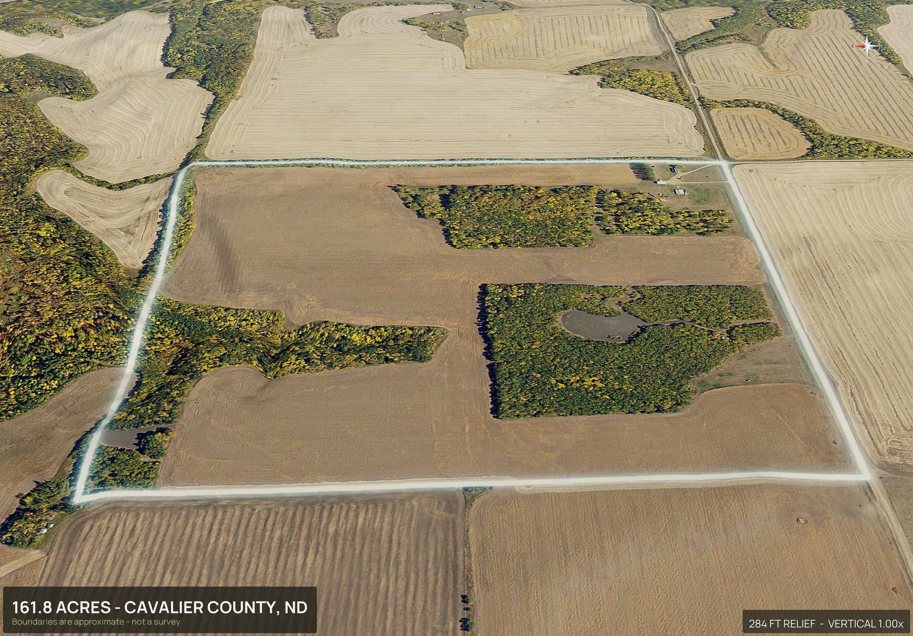 3D from the west of a North Dakota land parcel