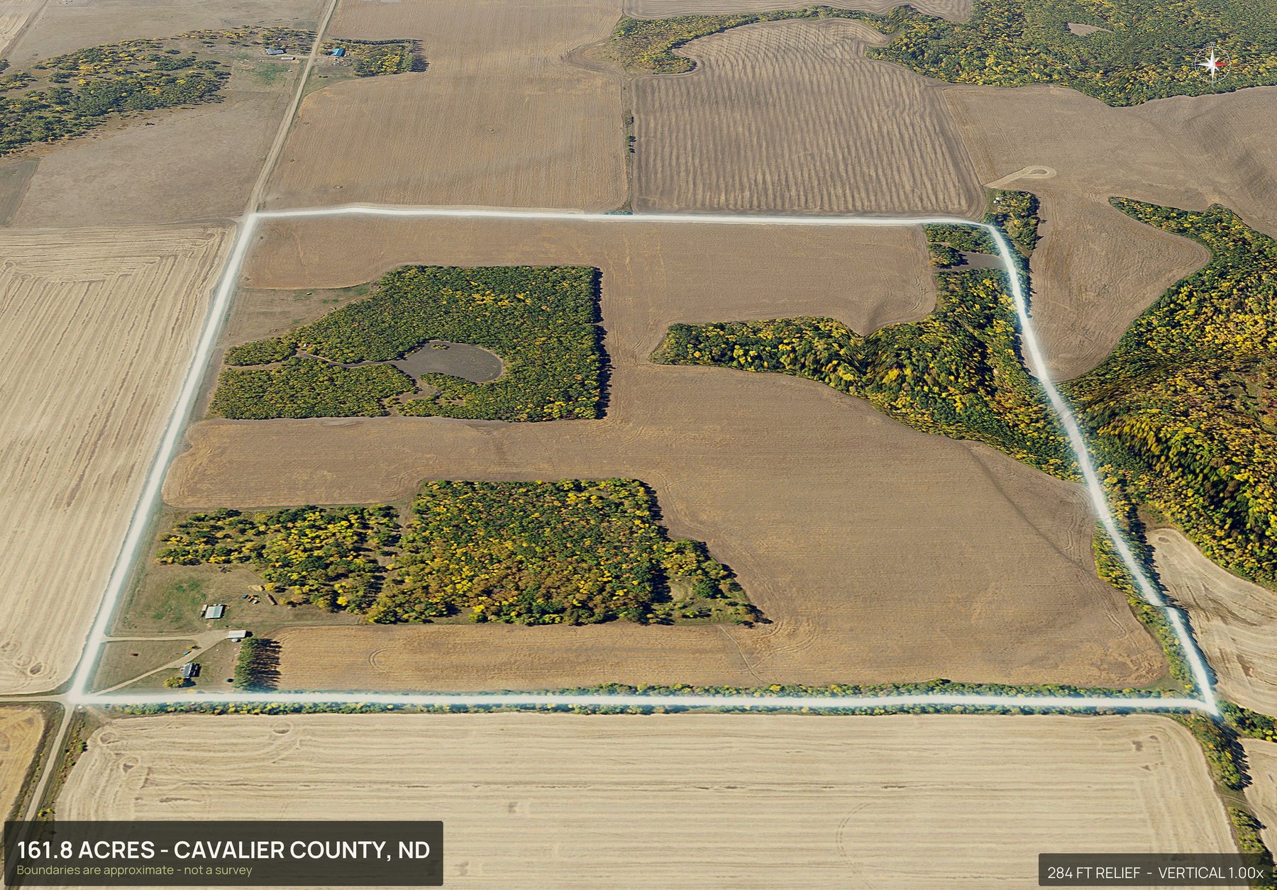 3D from the east of a North Dakota land parcel