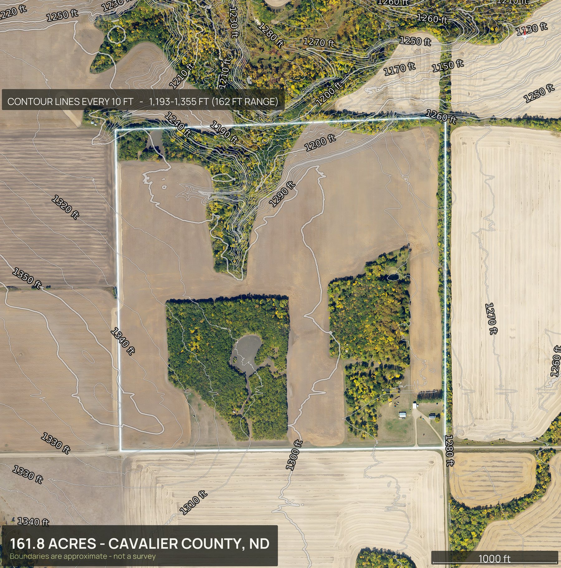 Contour map of a North Dakota land parcel