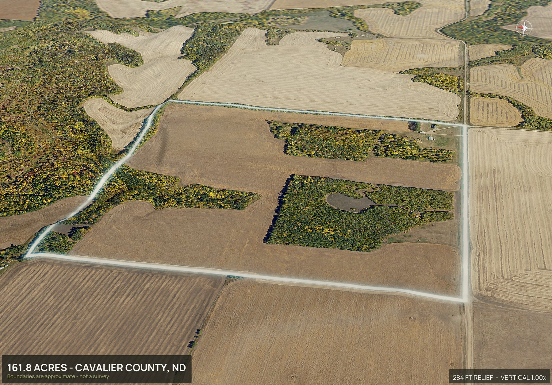 Road frontage of a North Dakota land parcel
