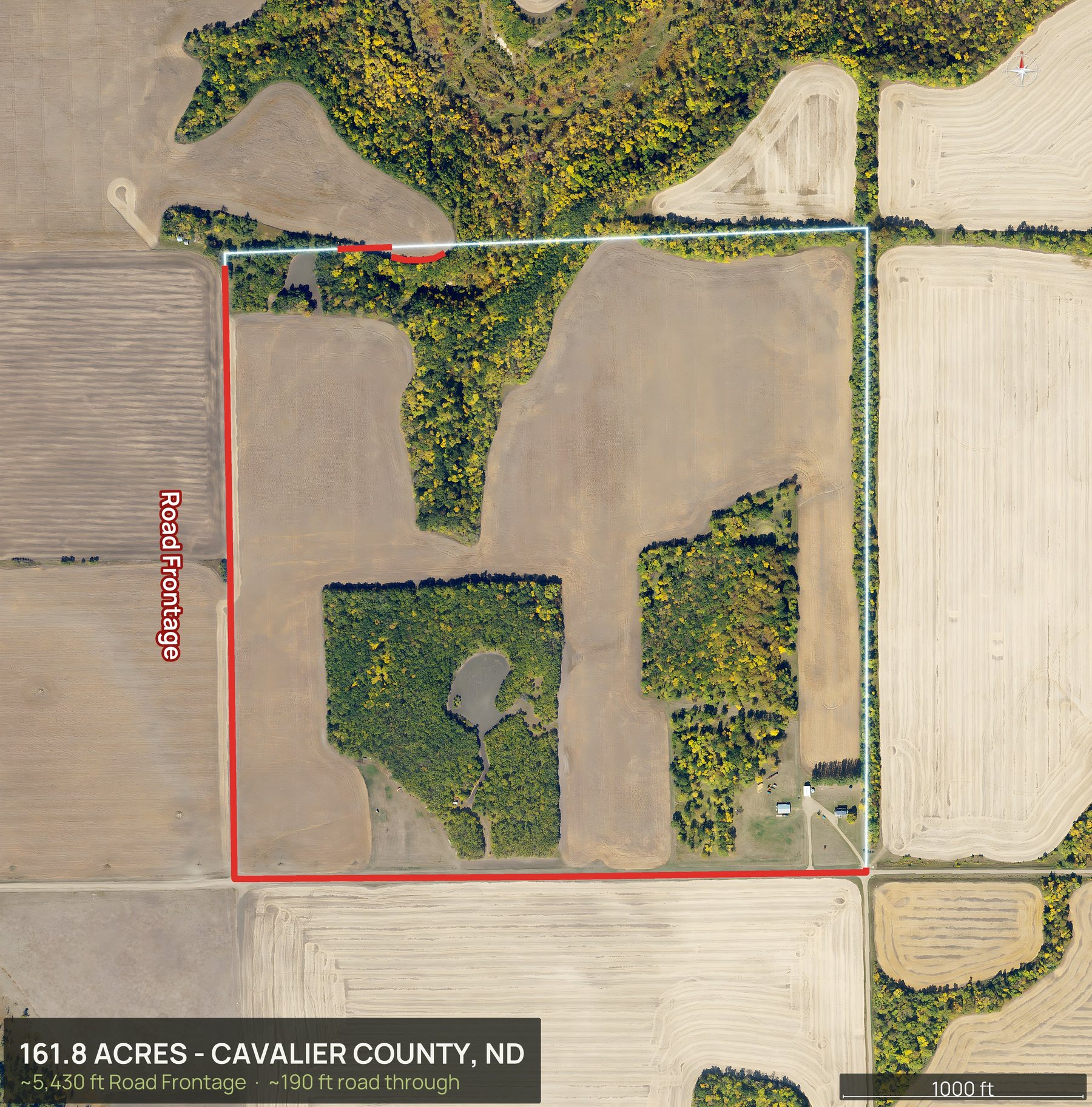 Access and frontage marked of a North Dakota land parcel