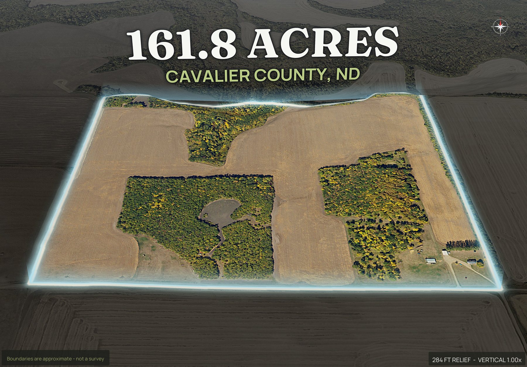 Spotlight, south of a North Dakota land parcel