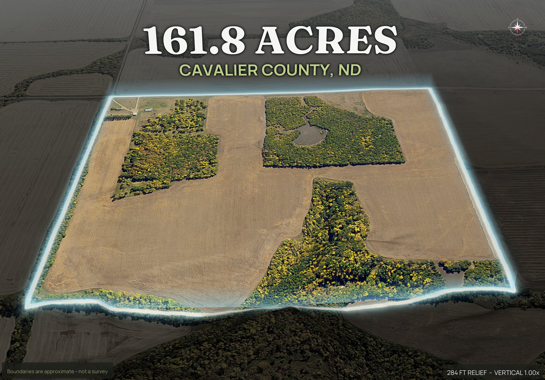 Spotlight, north of a North Dakota land parcel