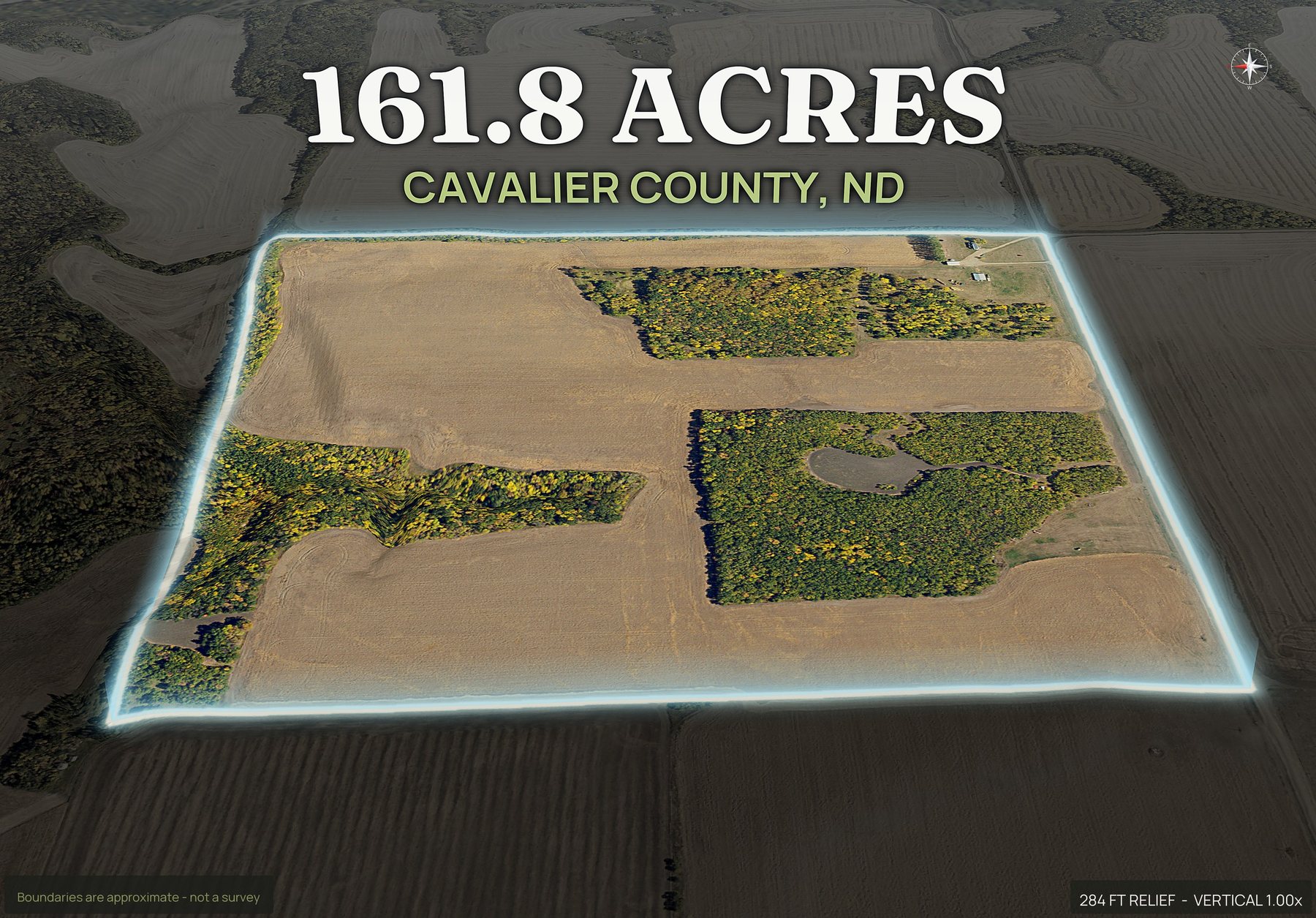 Spotlight, west of a North Dakota land parcel