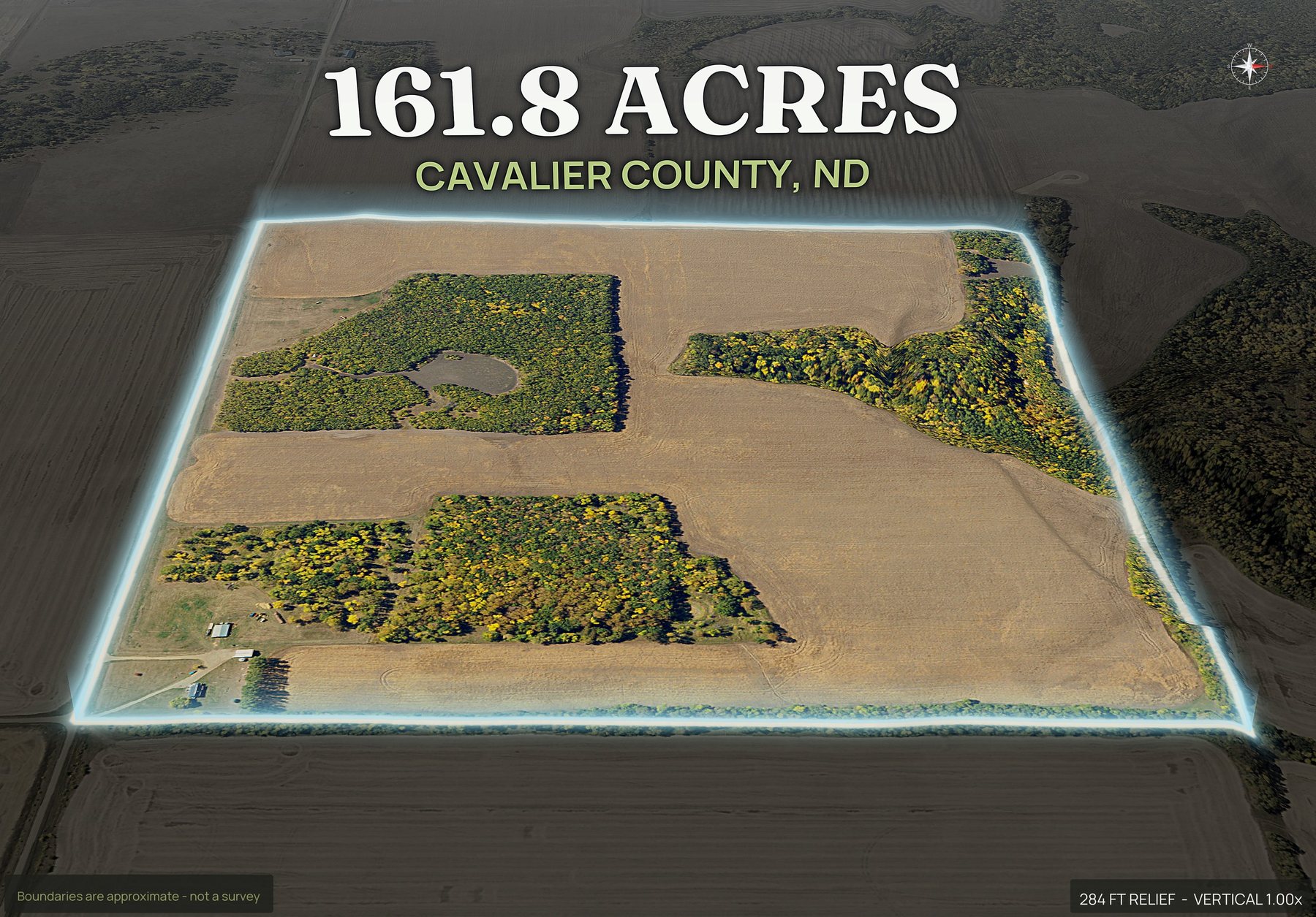 Spotlight, east of a North Dakota land parcel