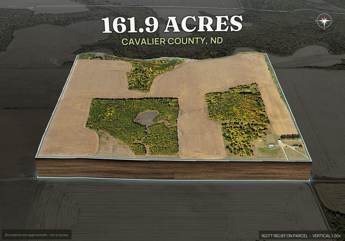 Pop-out of a North Dakota land parcel lifted out of the ground with dirt walls