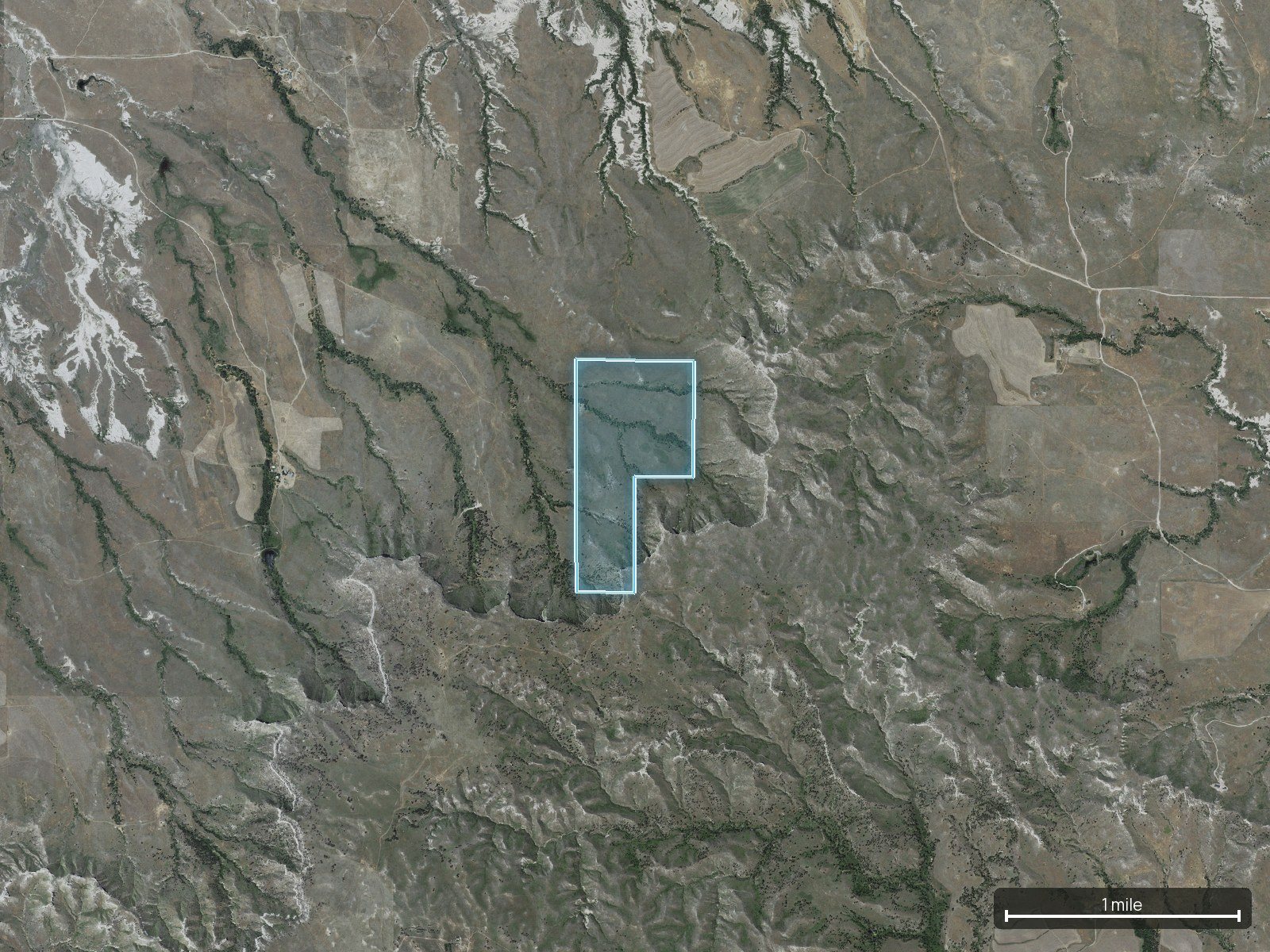 Access view of a Nebraska land parcel with the road frontage marked