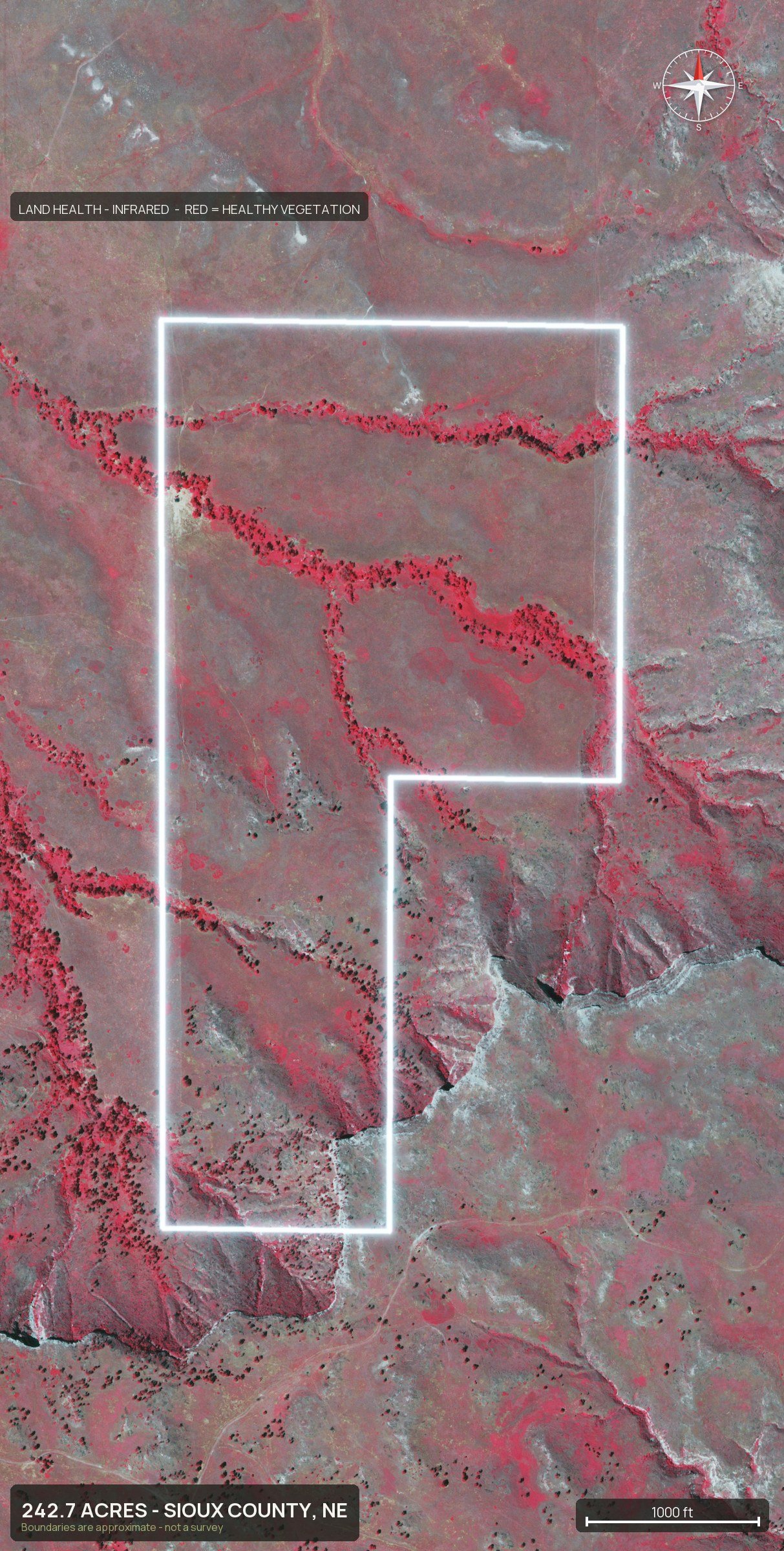 Land health, infrared of a Nebraska land parcel