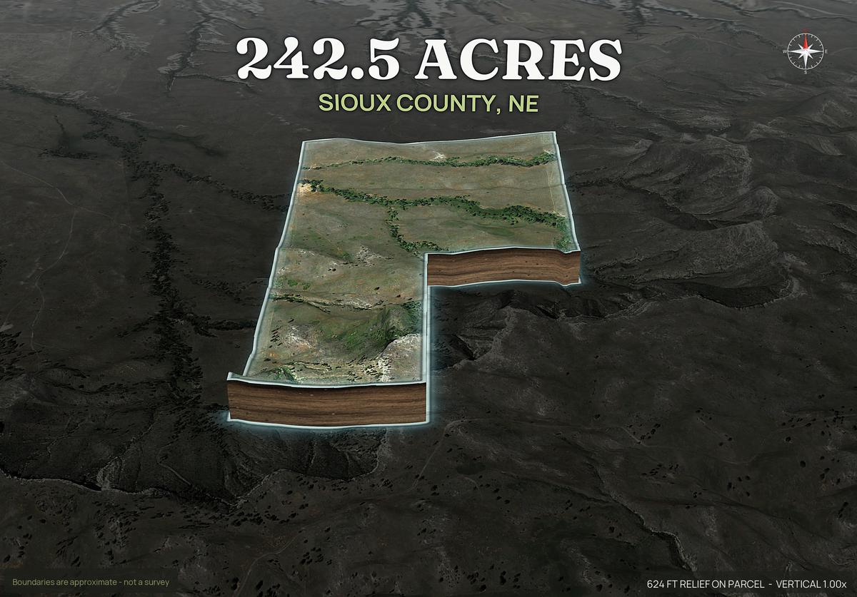Pop-out of a Nebraska land parcel lifted out of the ground with dirt walls