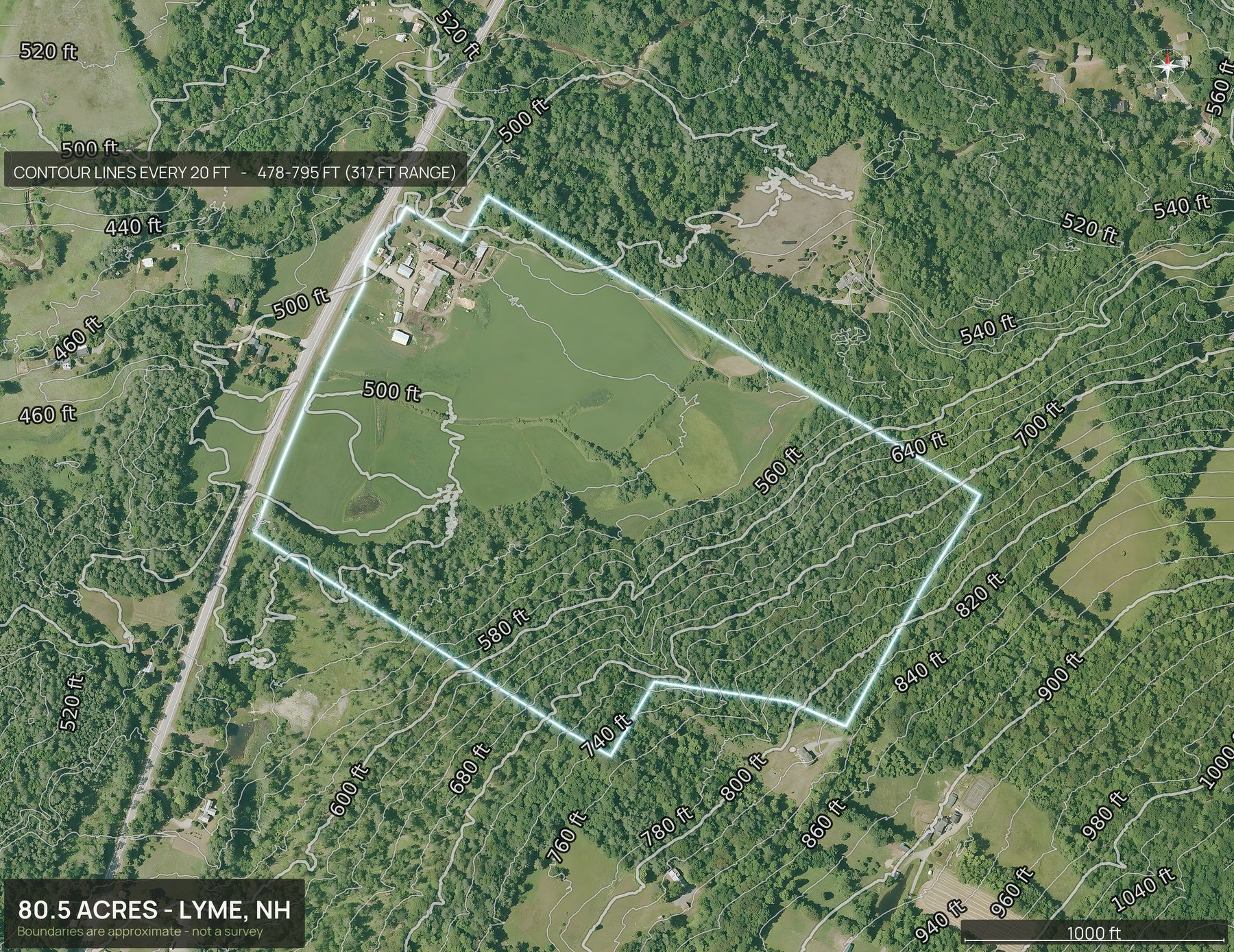 Contour map of a New Hampshire land parcel