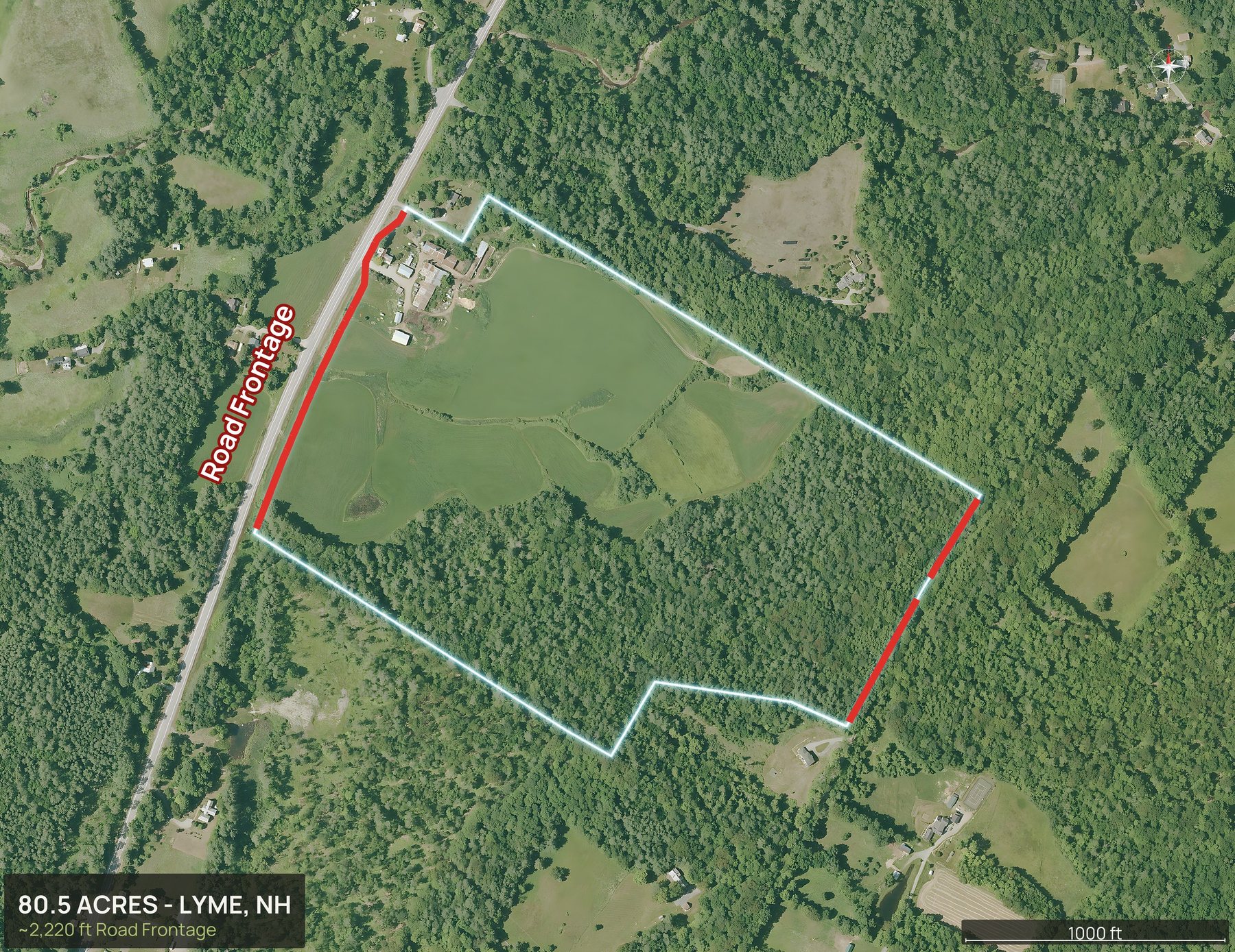 Access and frontage marked of a New Hampshire land parcel