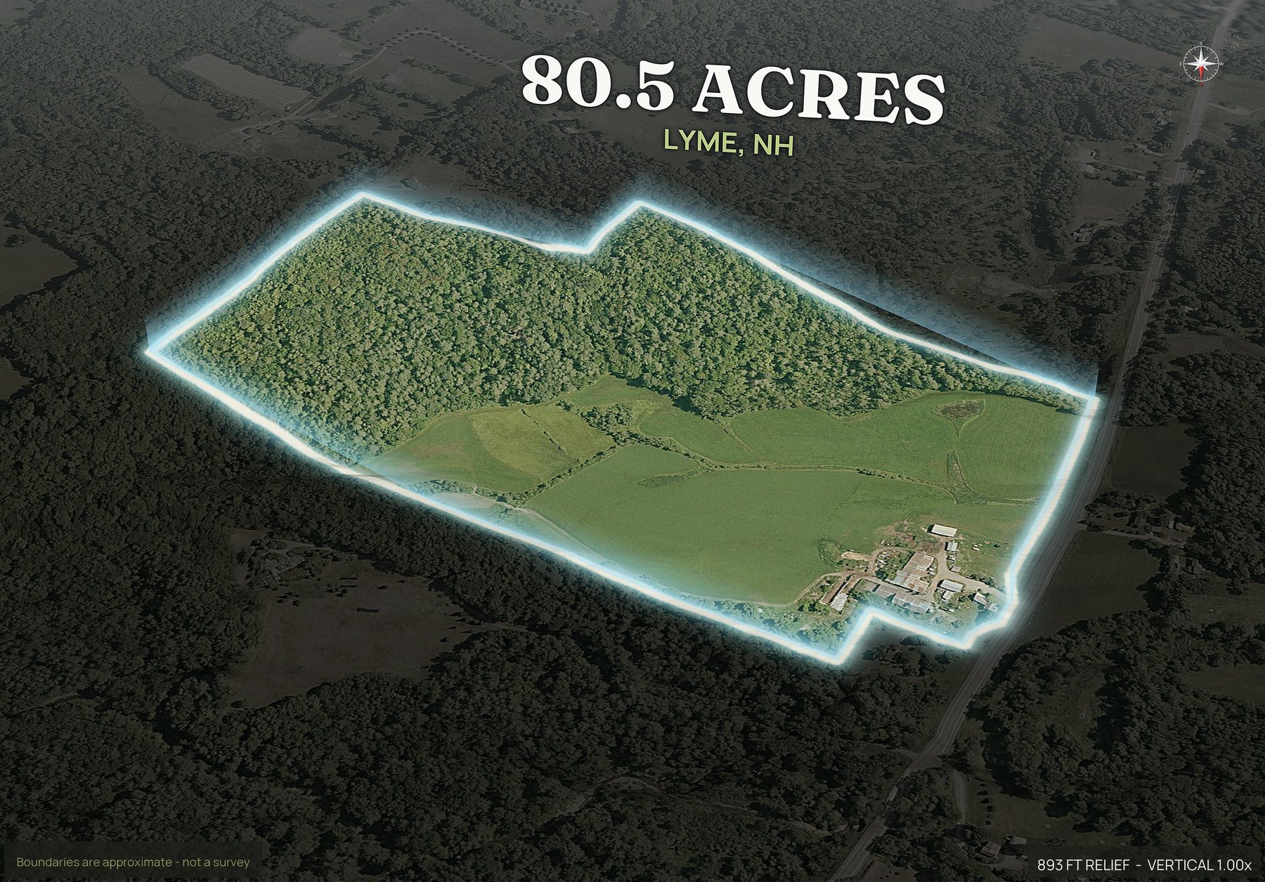 Spotlight, north of a New Hampshire land parcel
