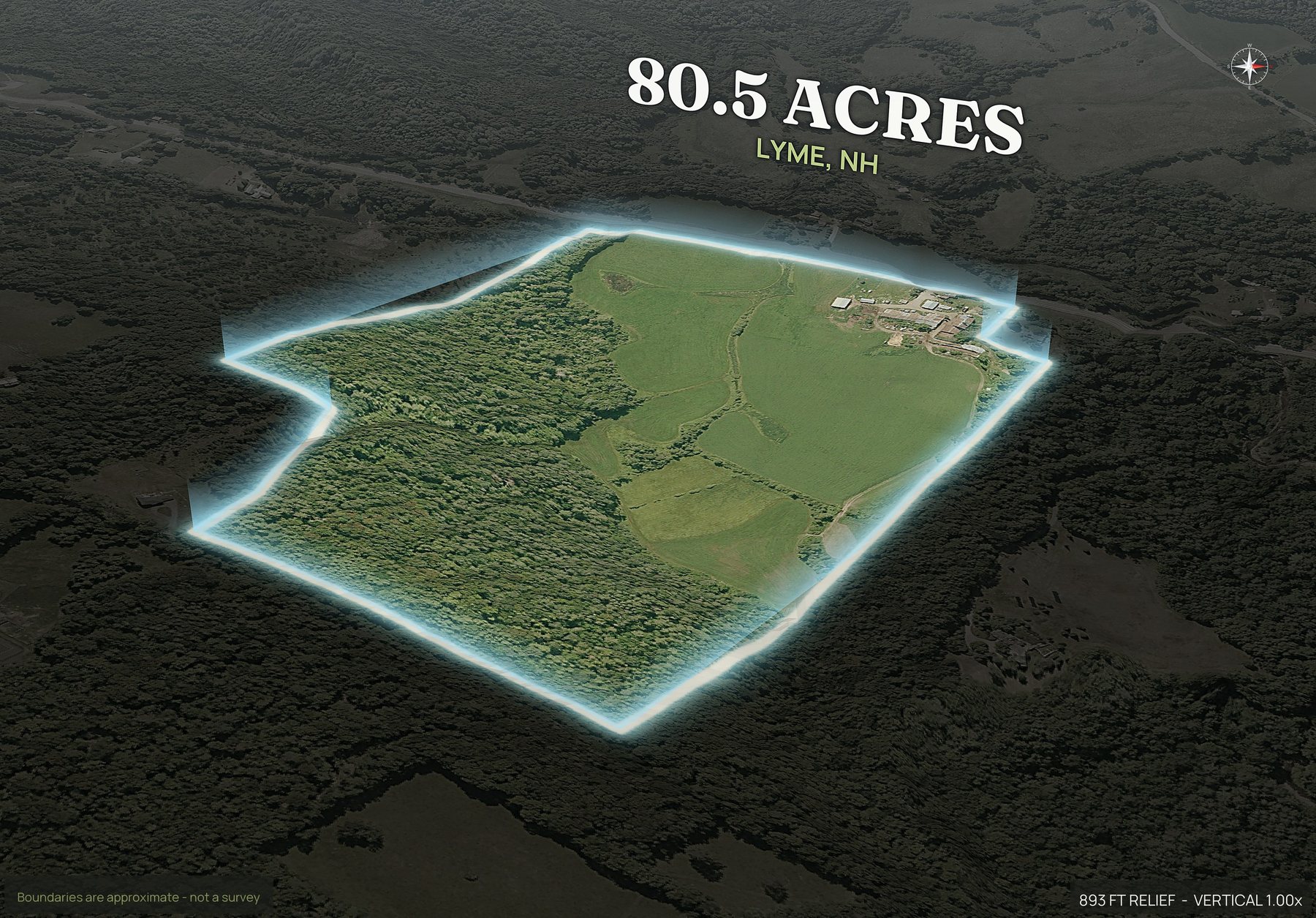 Spotlight, east of a New Hampshire land parcel