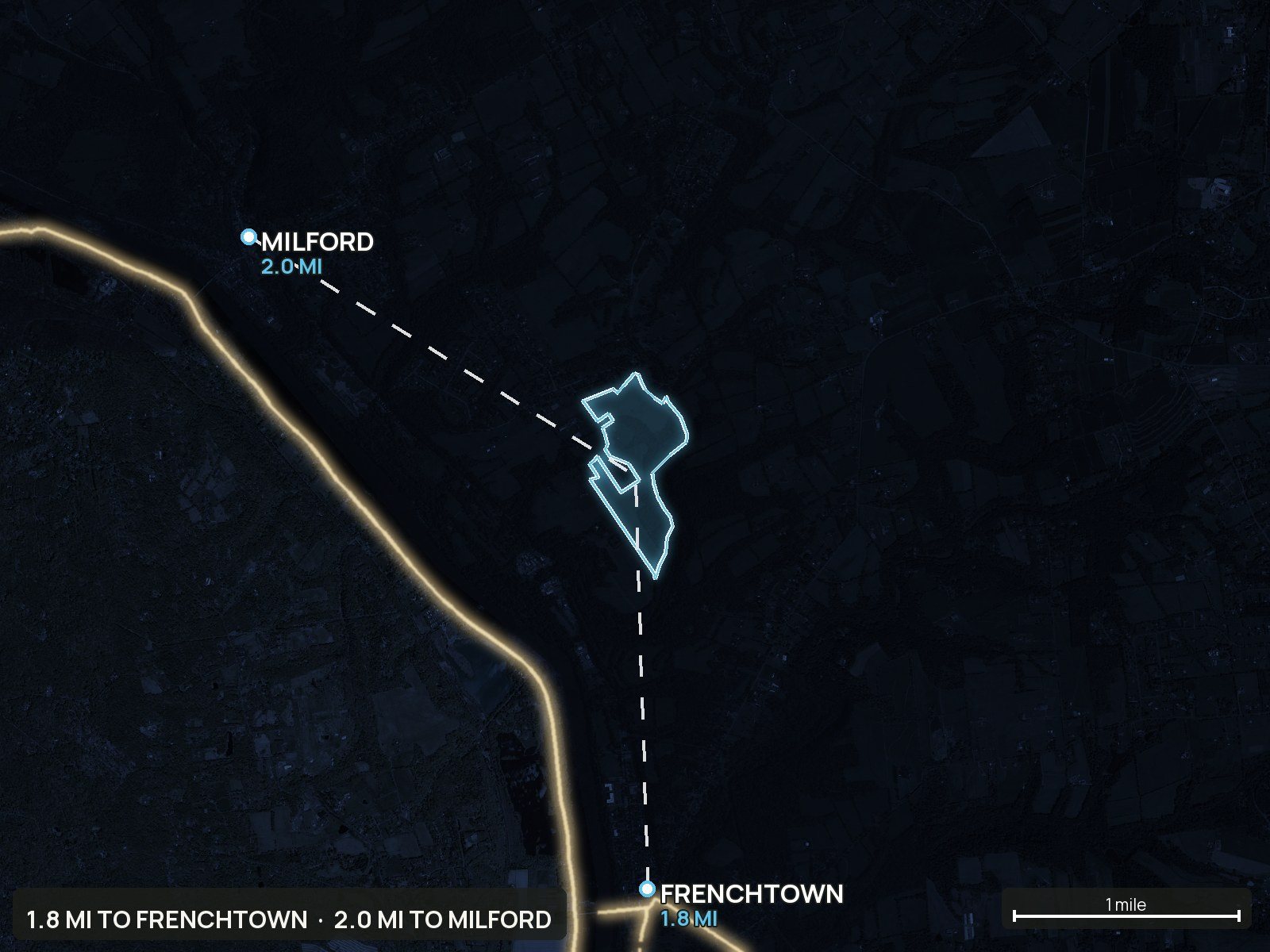 Roads at night of a New Jersey land parcel