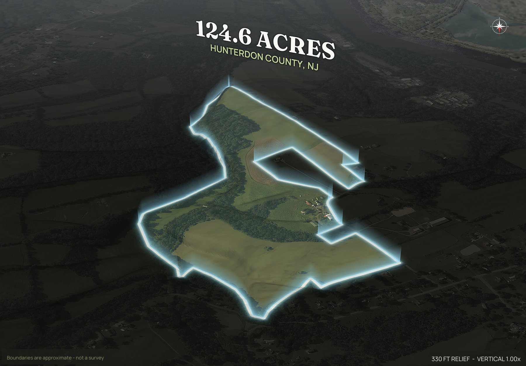 Spotlight, north of a New Jersey land parcel