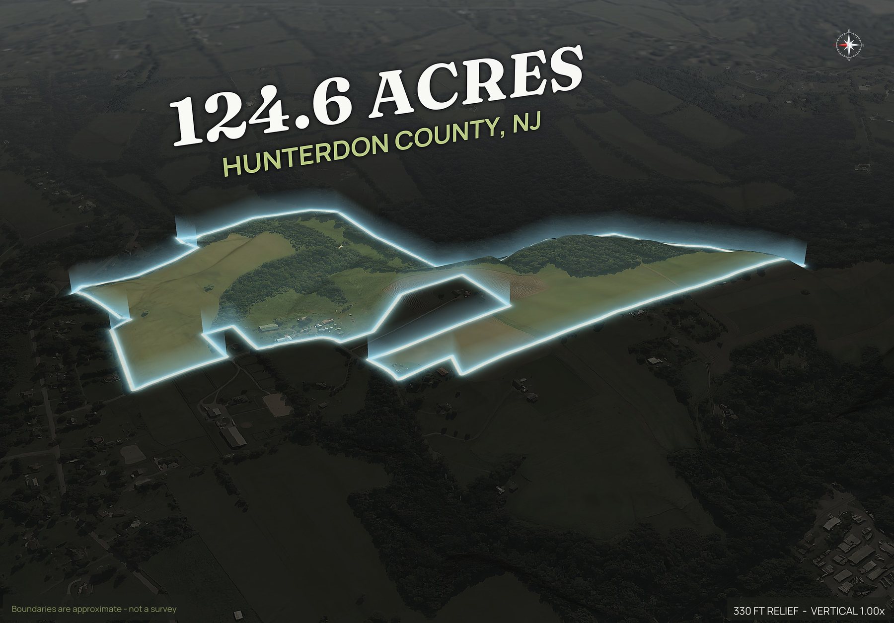 Spotlight, west of a New Jersey land parcel