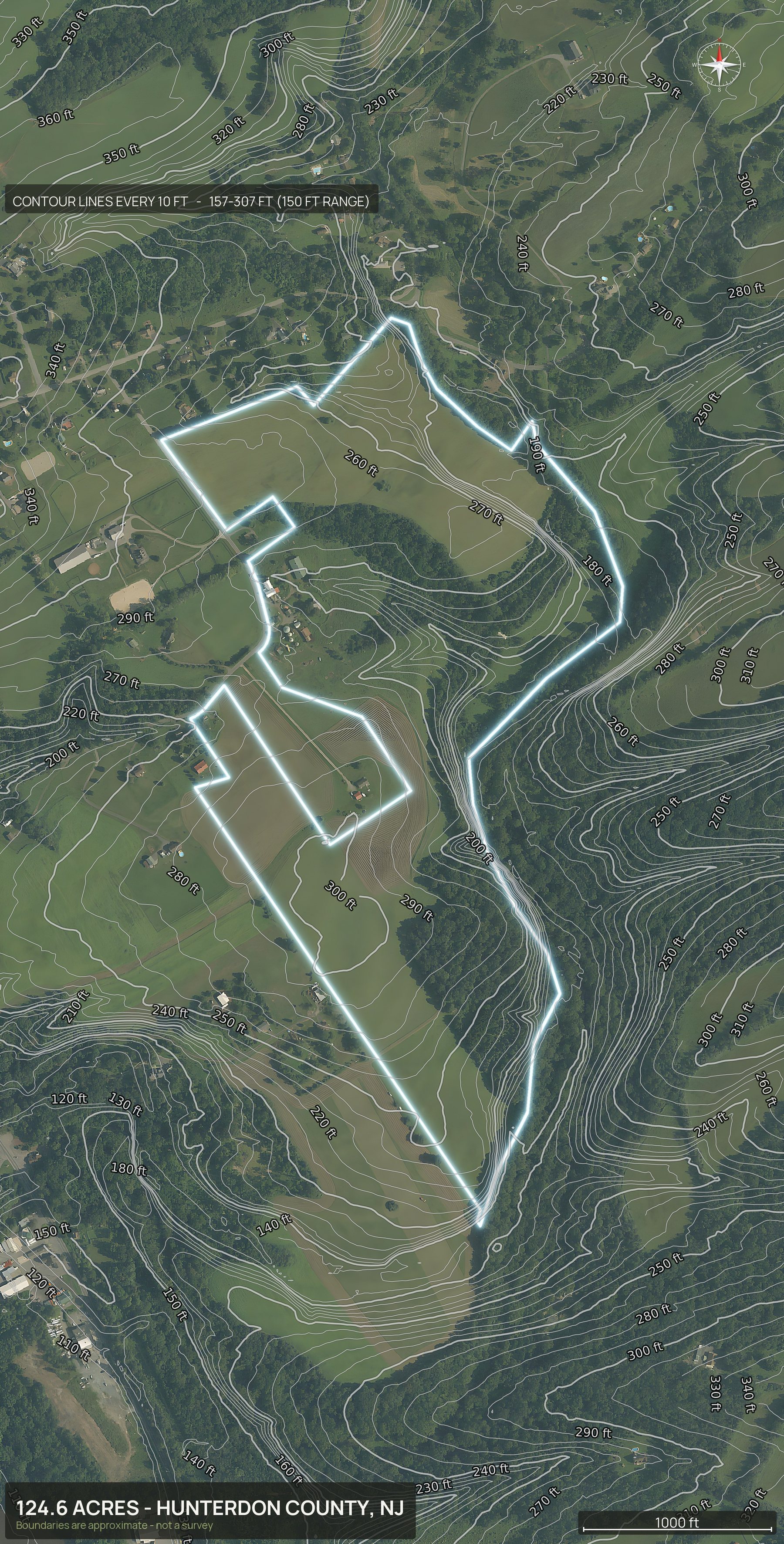 Contour map of a New Jersey land parcel showing elevation relief