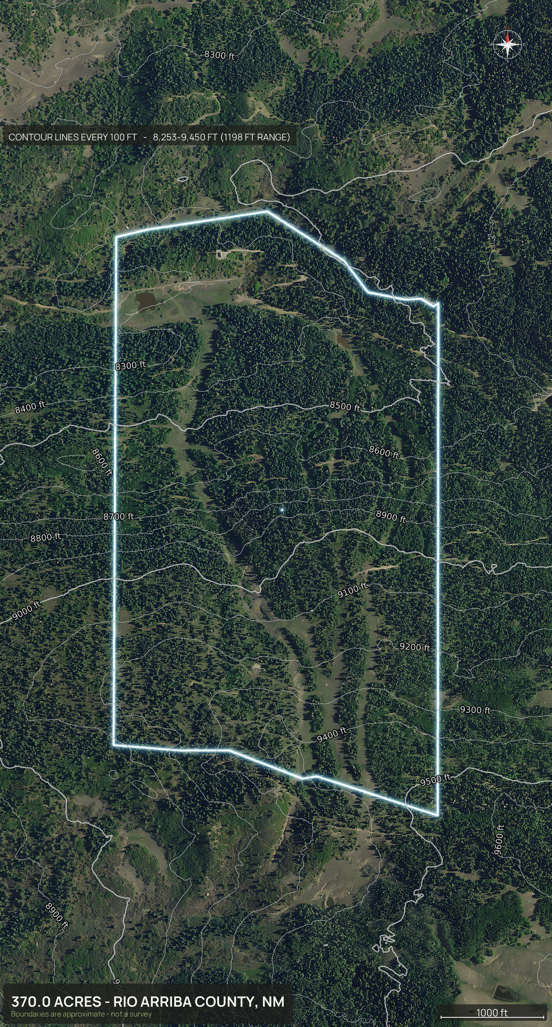 Contour map of a New Mexico land parcel