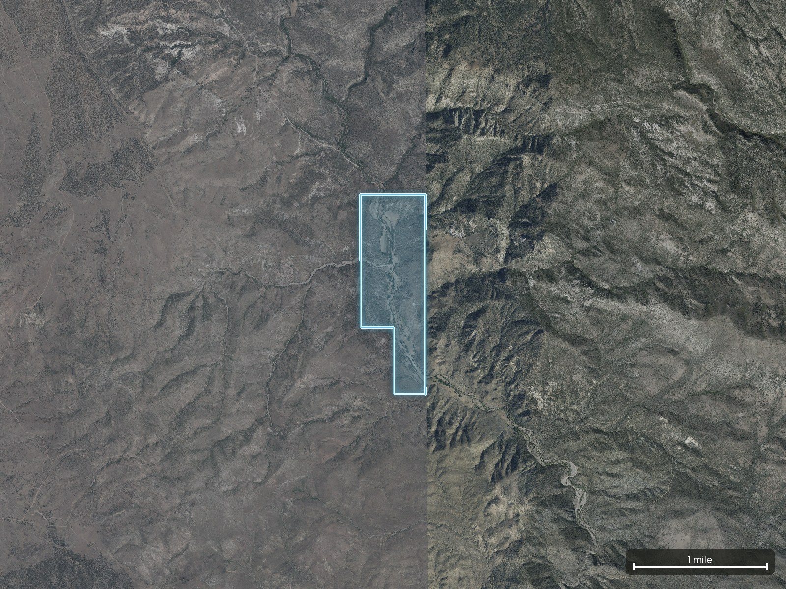 Access view of a Nevada land parcel with the road frontage marked