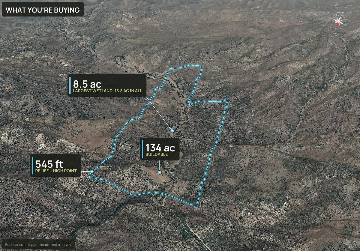What You're Buying slide with callouts for a Nevada land parcel