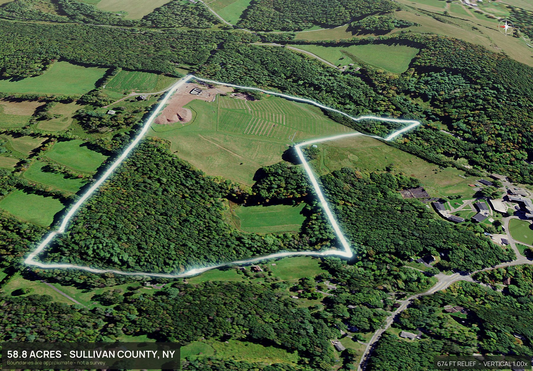Road frontage of a New York land parcel