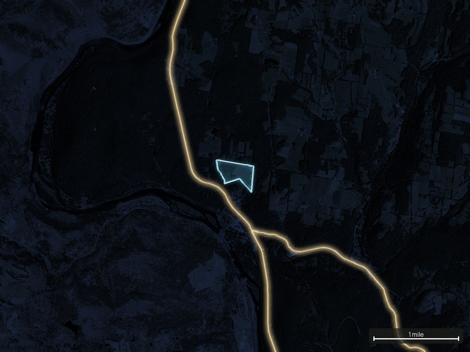 Roads at night of a New York land parcel