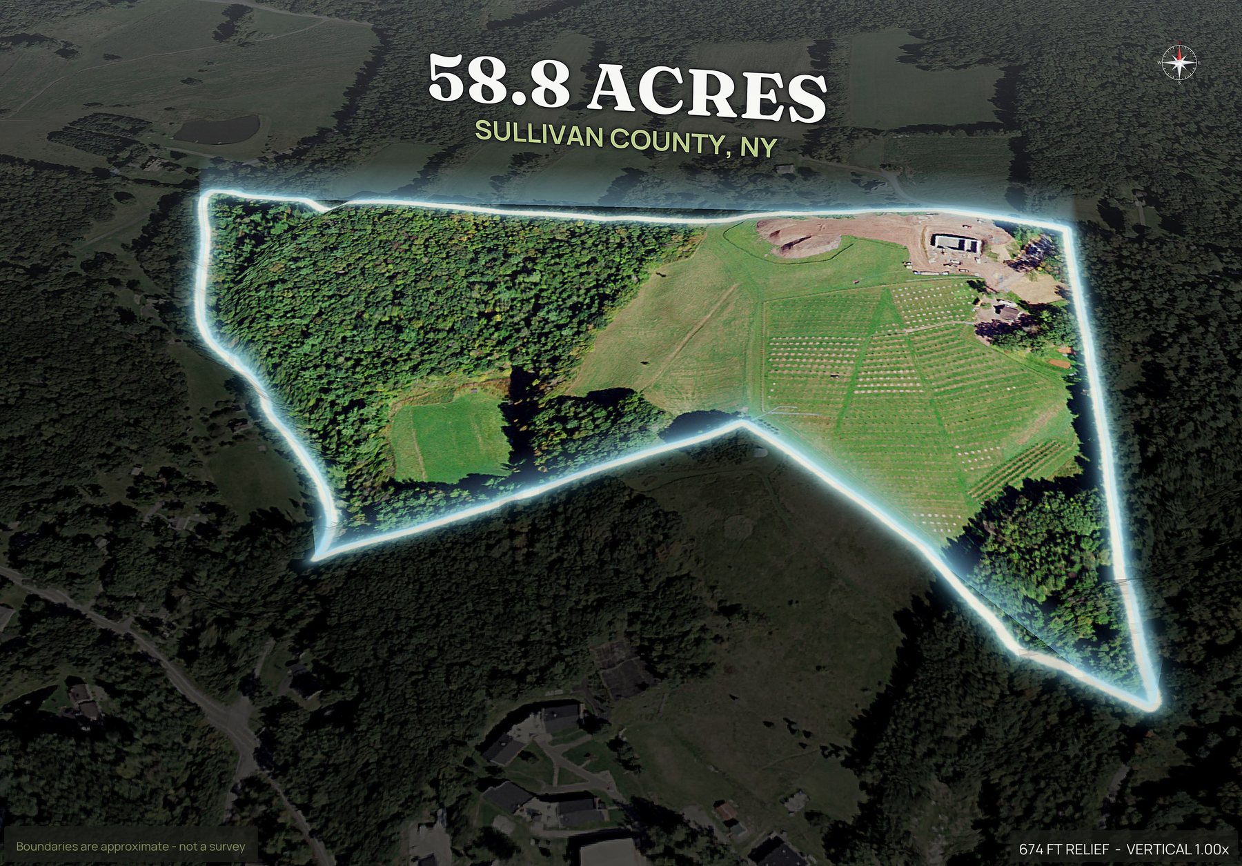 Spotlight, south of a New York land parcel
