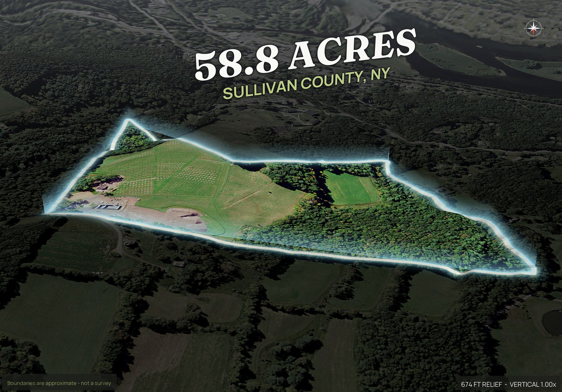 Spotlight, north of a New York land parcel