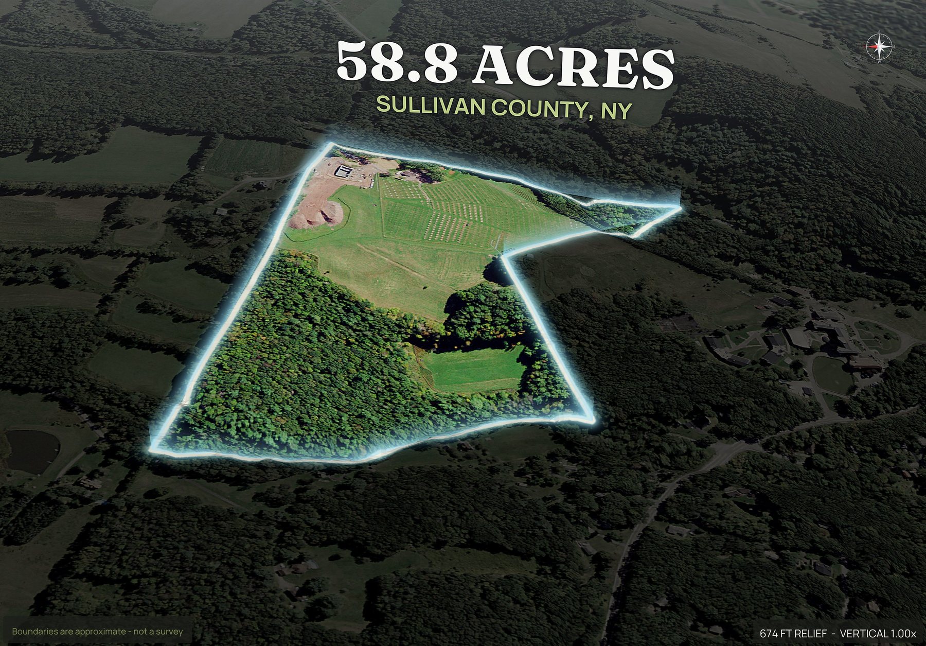 Spotlight, west of a New York land parcel