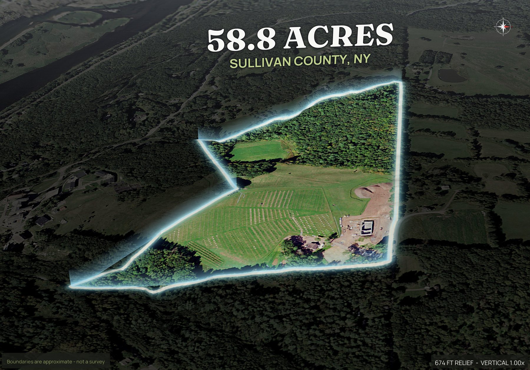 Spotlight, east of a New York land parcel