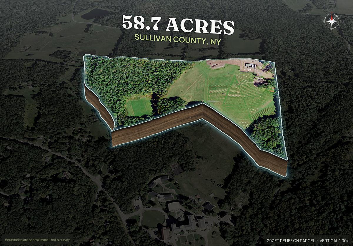 Pop-out of a New York land parcel lifted out of the ground with dirt walls