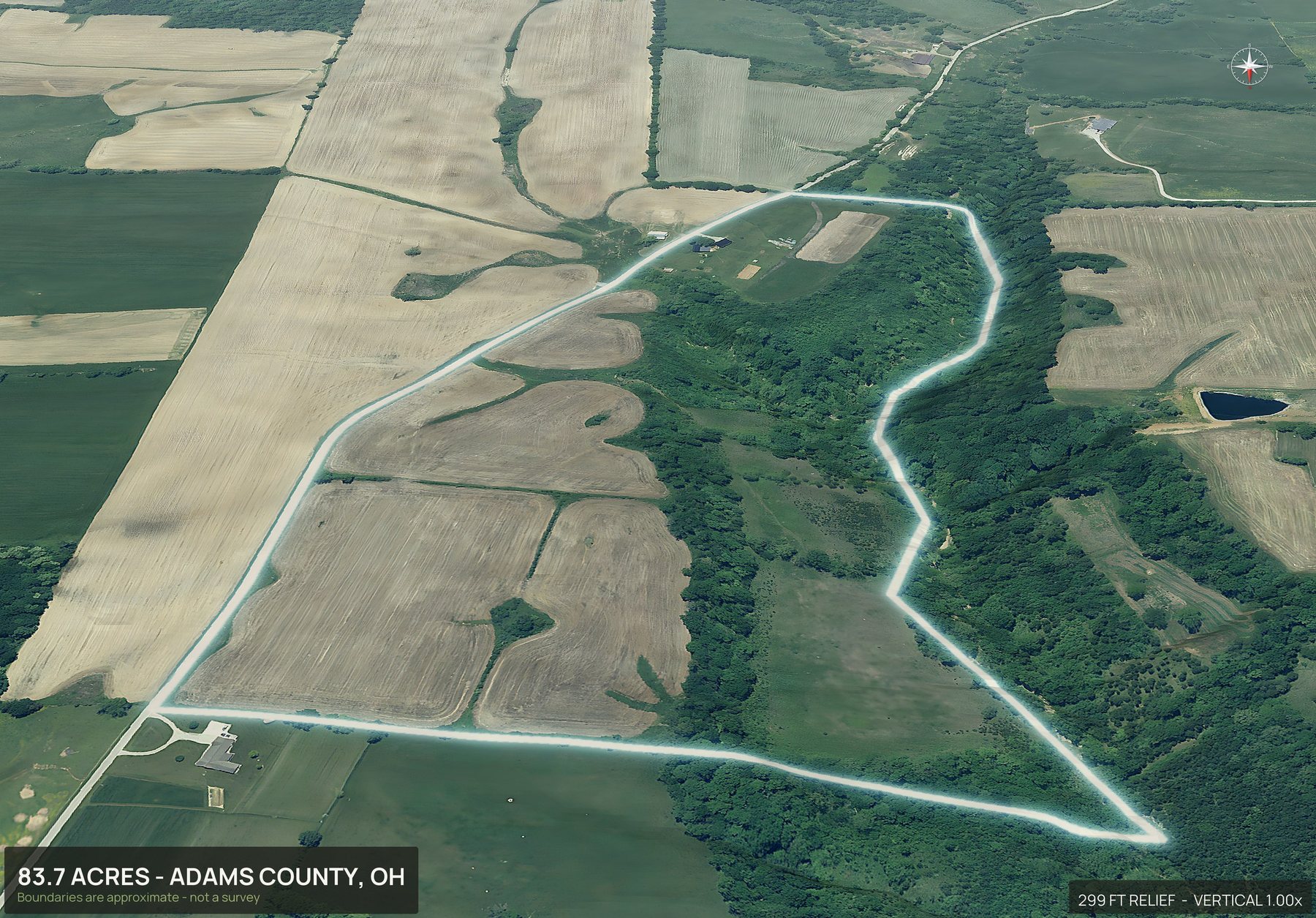 3D from the north of an Ohio land parcel