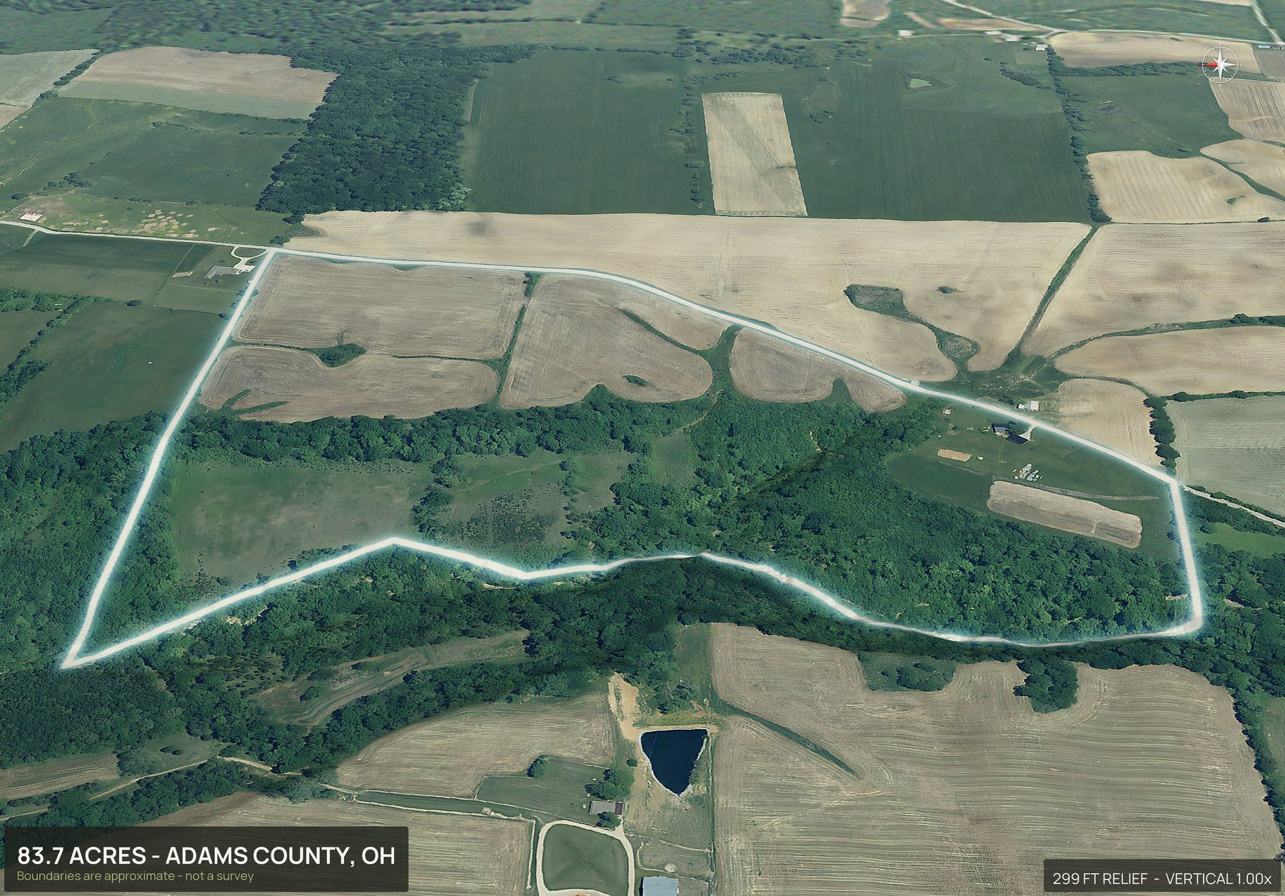 3D from the west of an Ohio land parcel