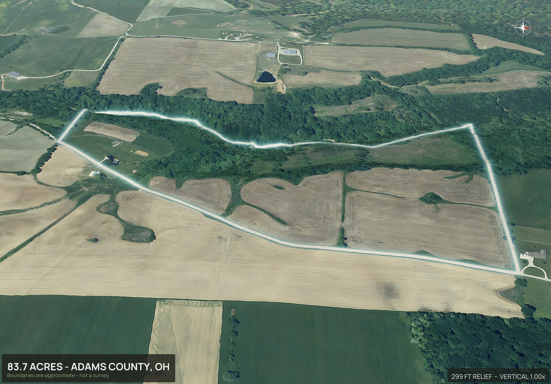 3D from the east of an Ohio land parcel