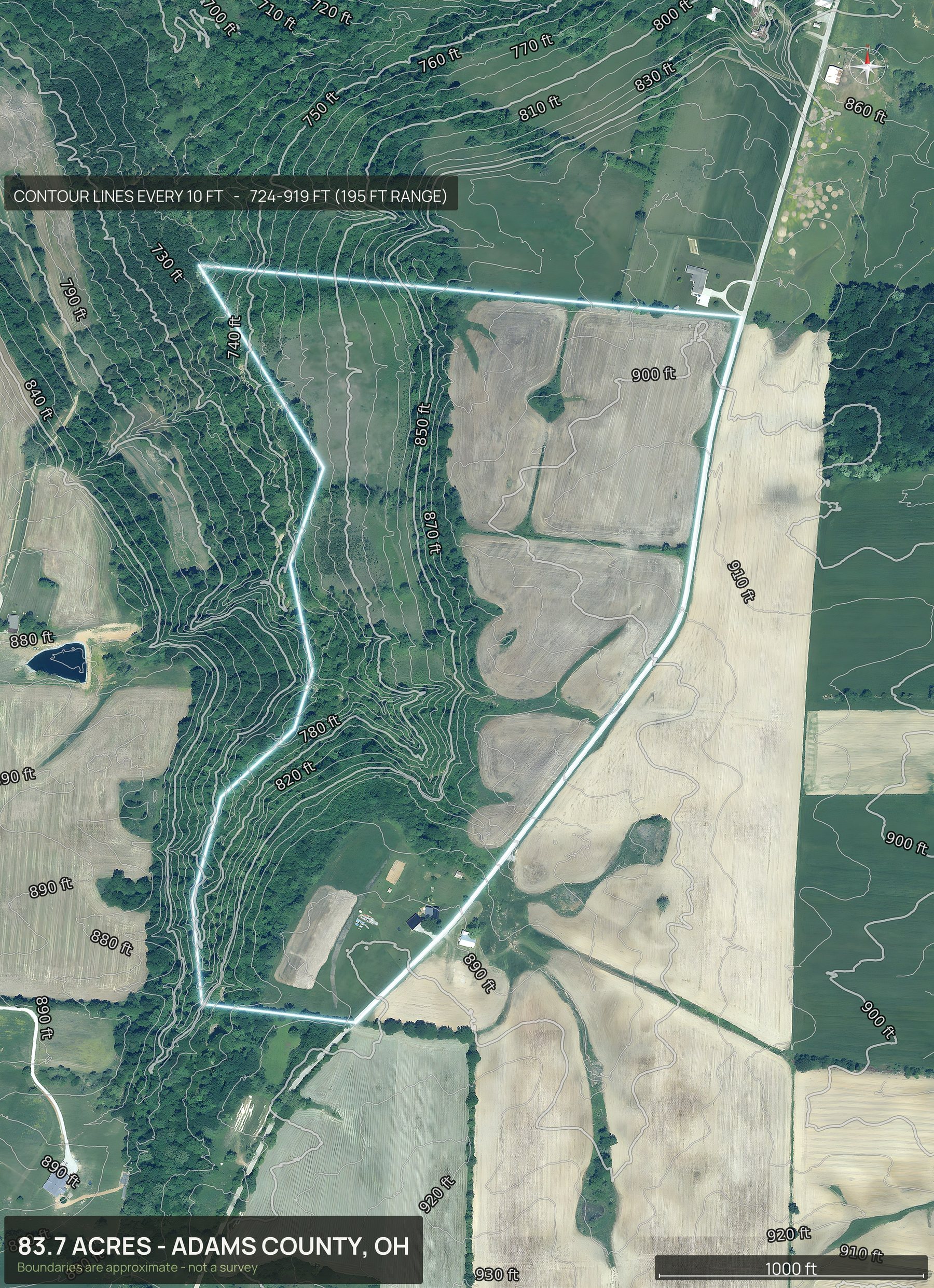 Contour map of an Ohio land parcel