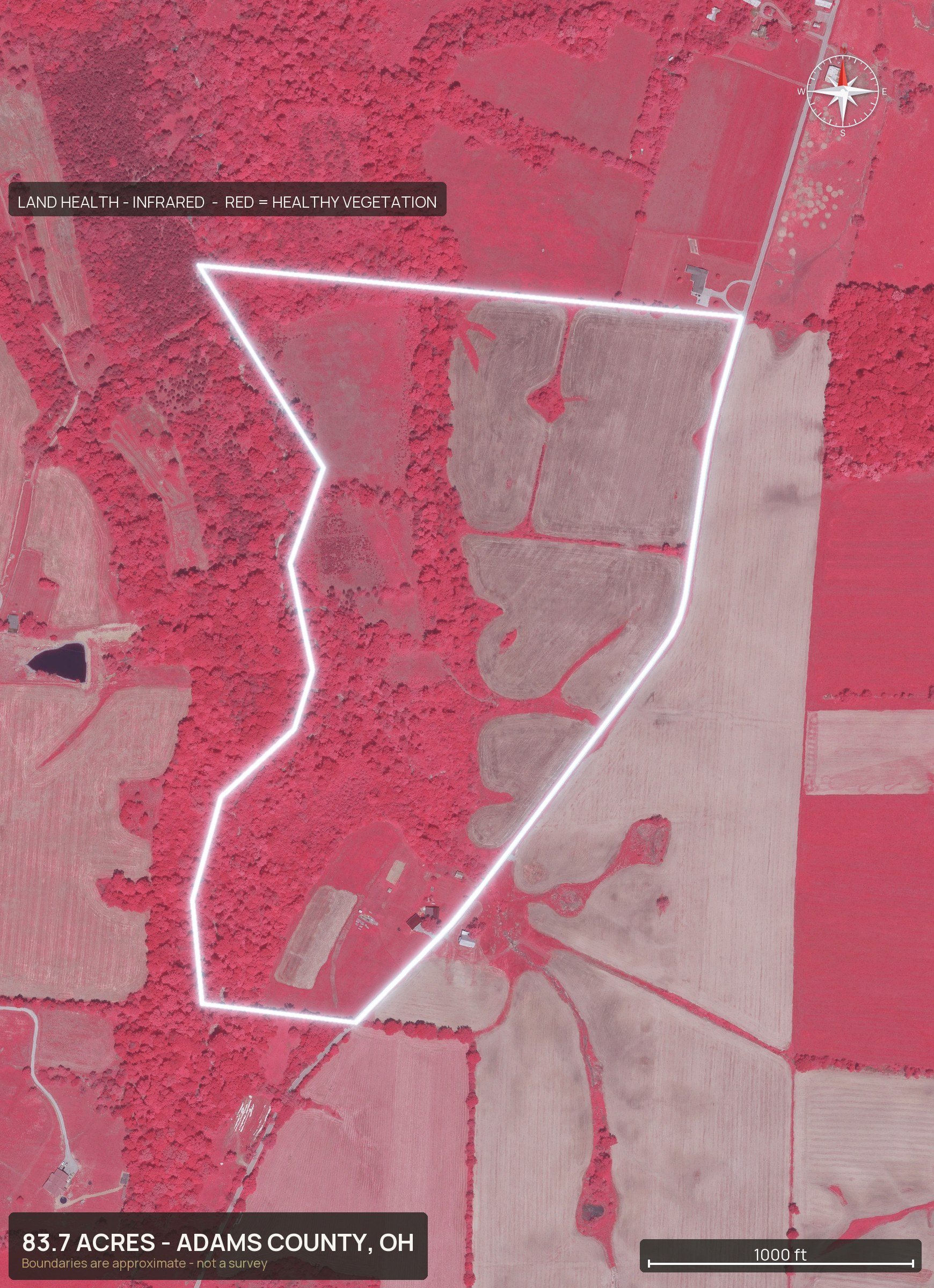 Land health, infrared of an Ohio land parcel