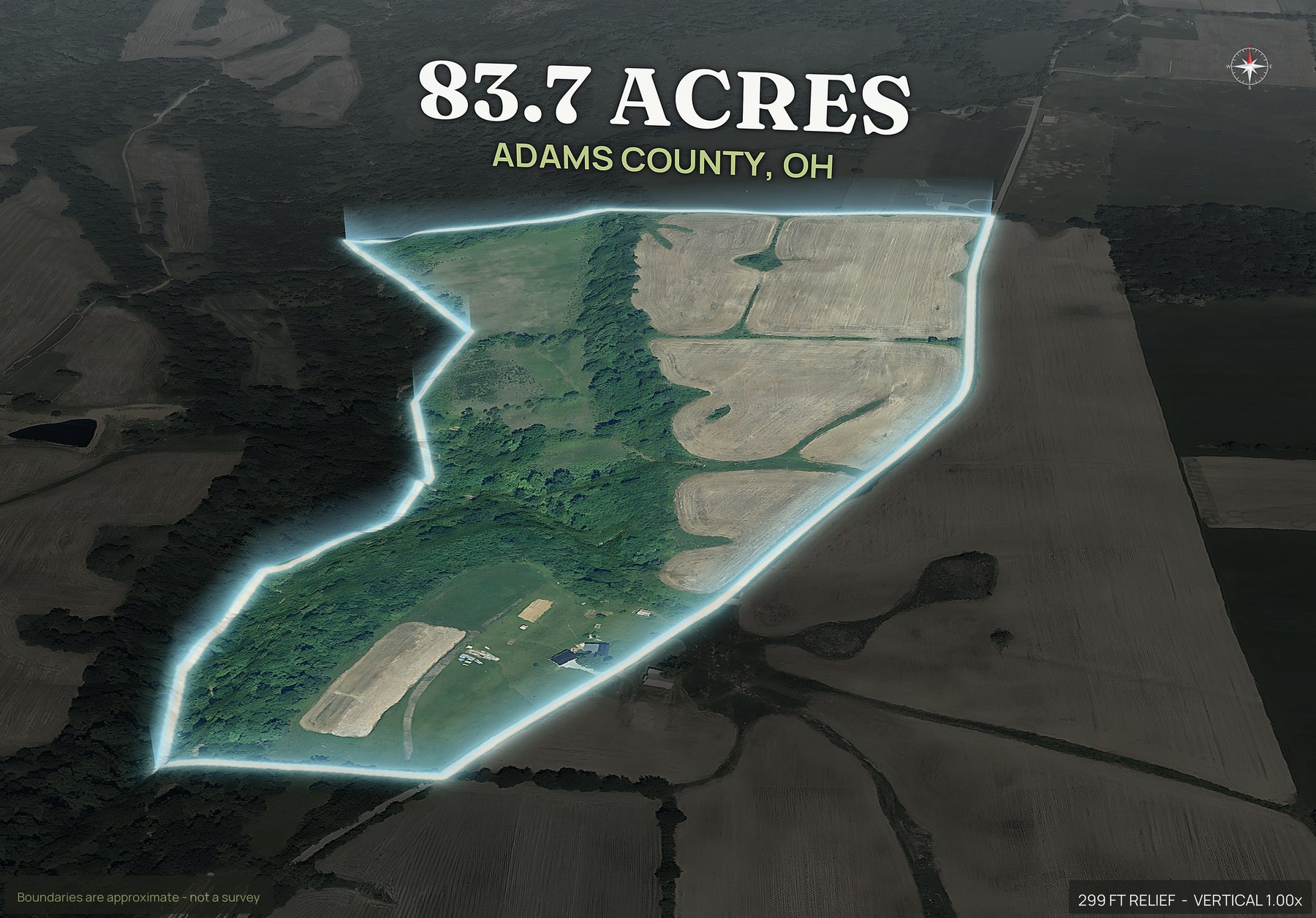 Spotlight, south of an Ohio land parcel