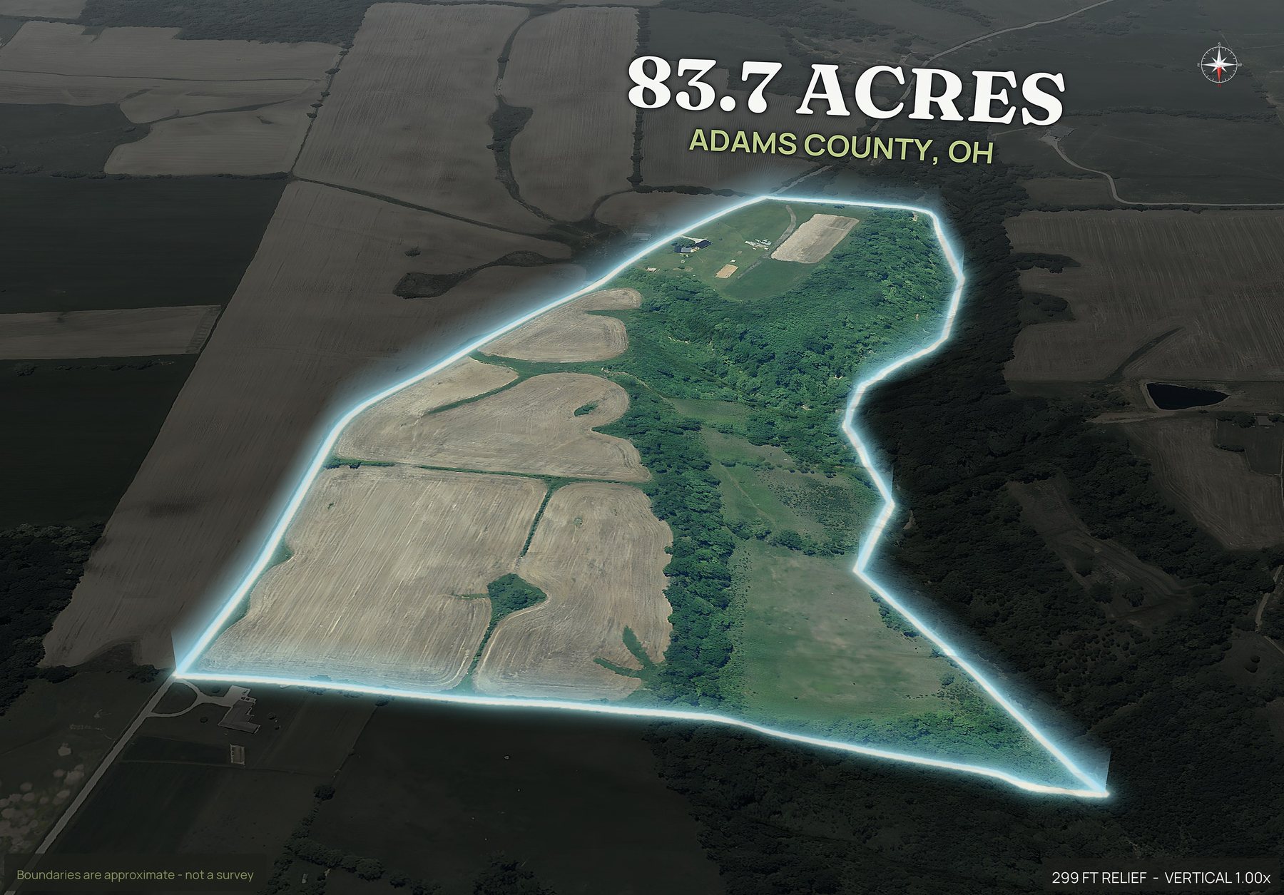 Spotlight, north of an Ohio land parcel