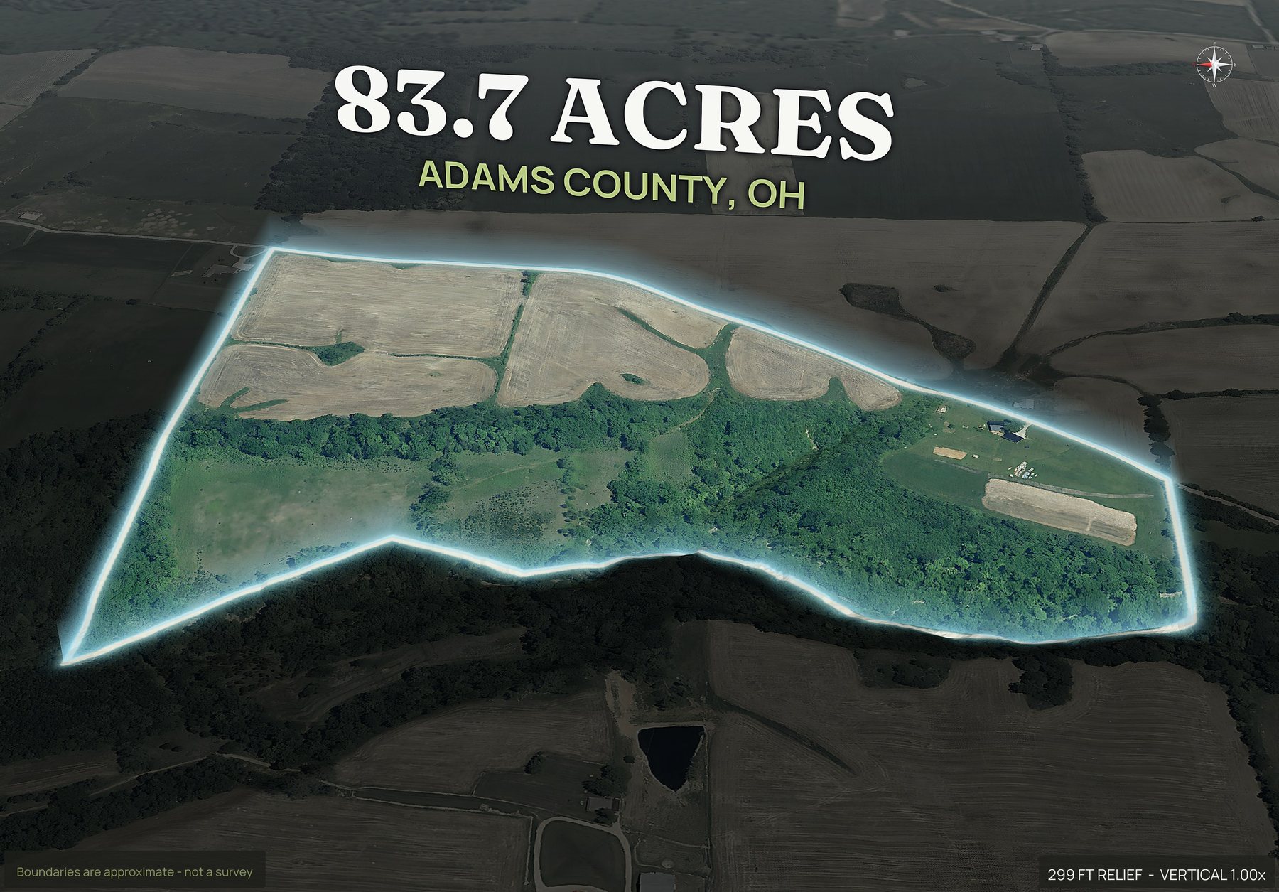 Spotlight, west of an Ohio land parcel