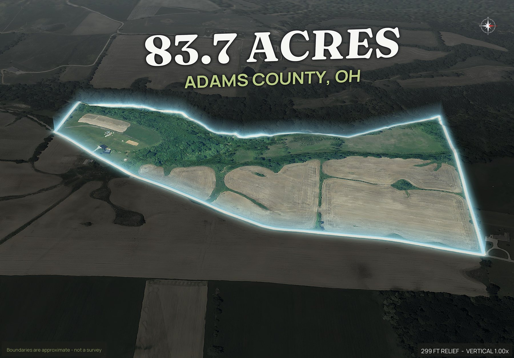 Spotlight, east of an Ohio land parcel