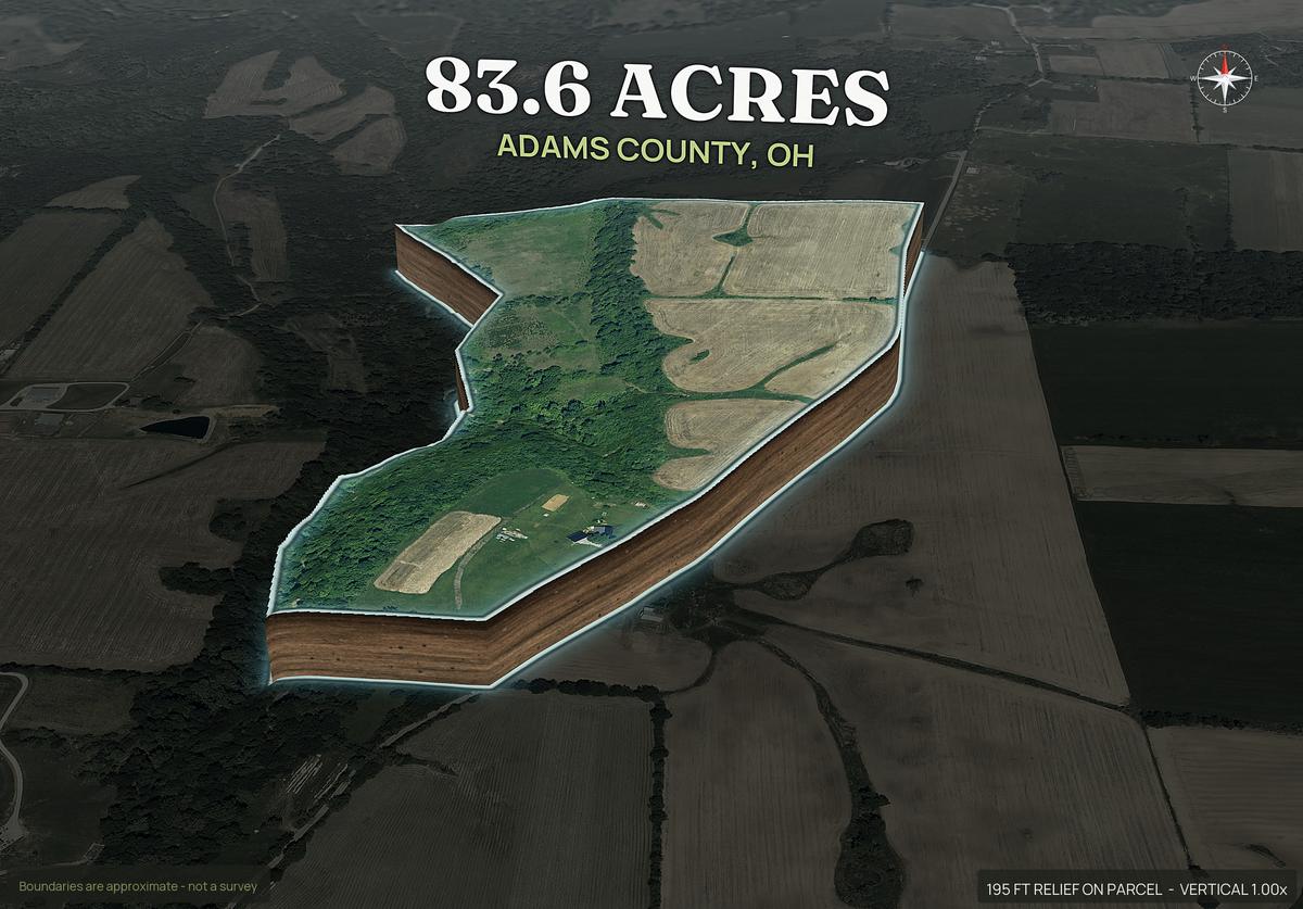 Pop-out of an Ohio land parcel lifted out of the ground with dirt walls