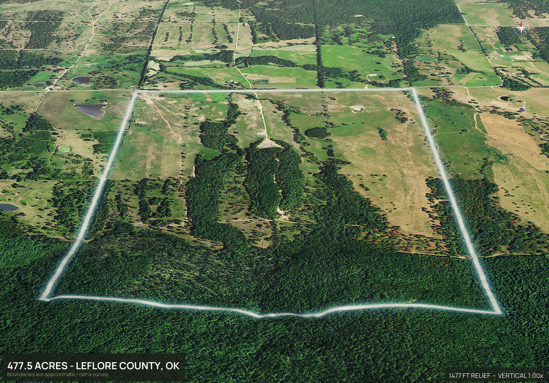 3D from the south of an Oklahoma land parcel