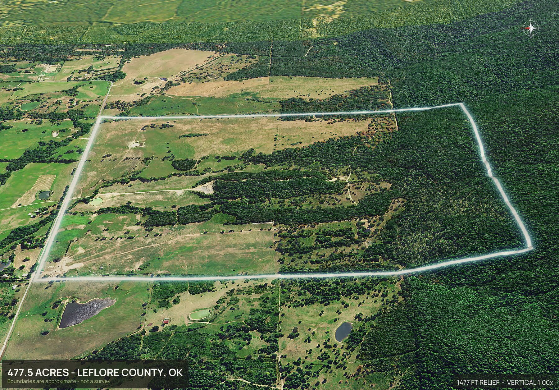 3D from the west of an Oklahoma land parcel