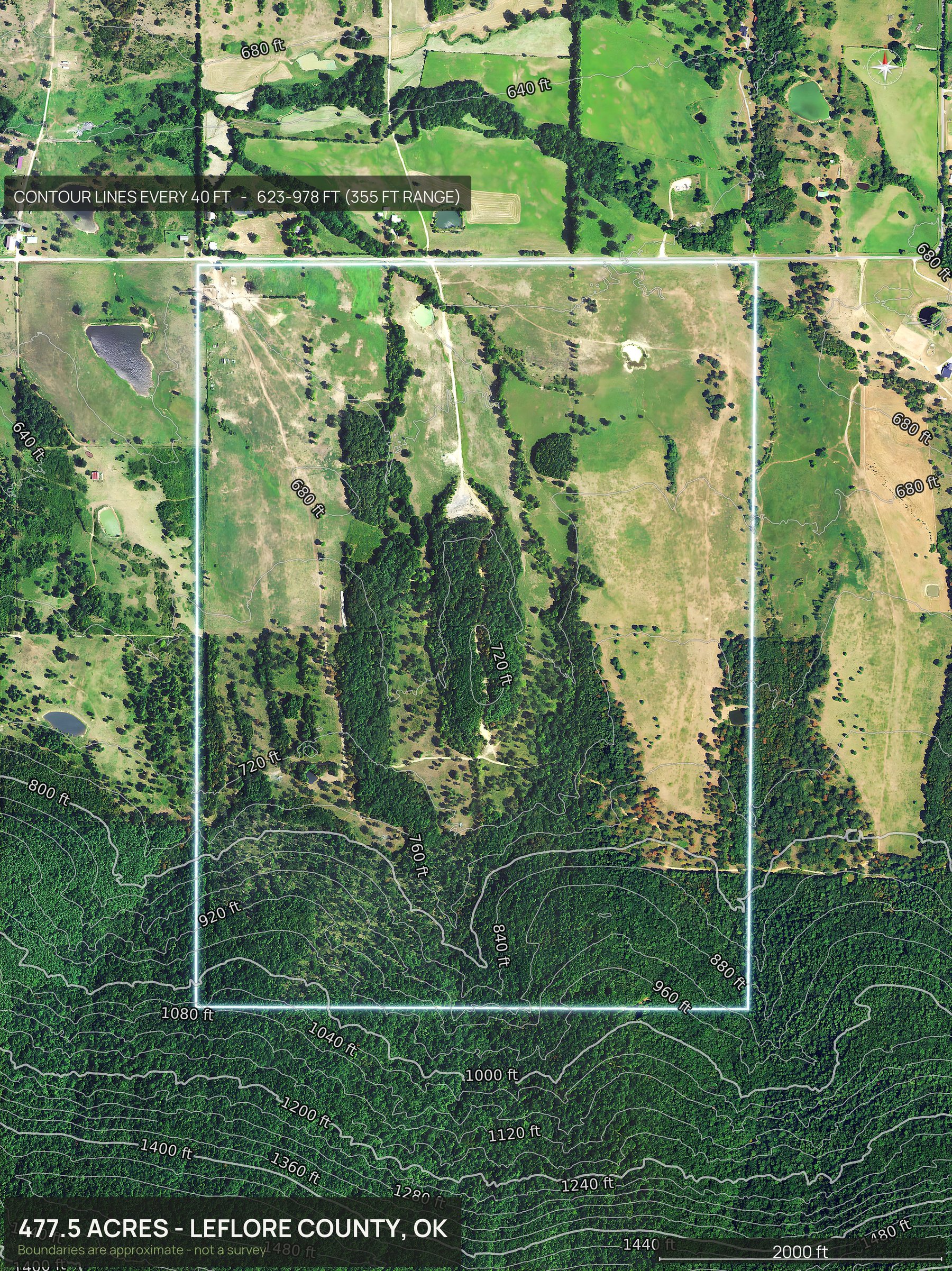 Contour map of an Oklahoma land parcel