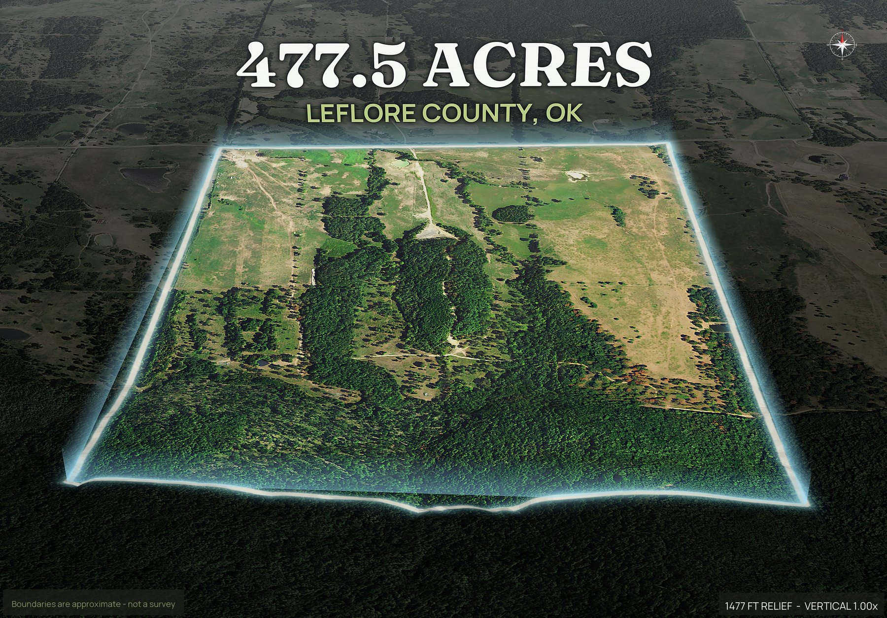 Spotlight, south of an Oklahoma land parcel