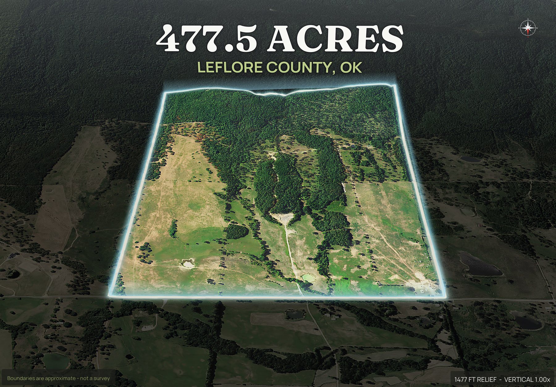 Spotlight, north of an Oklahoma land parcel