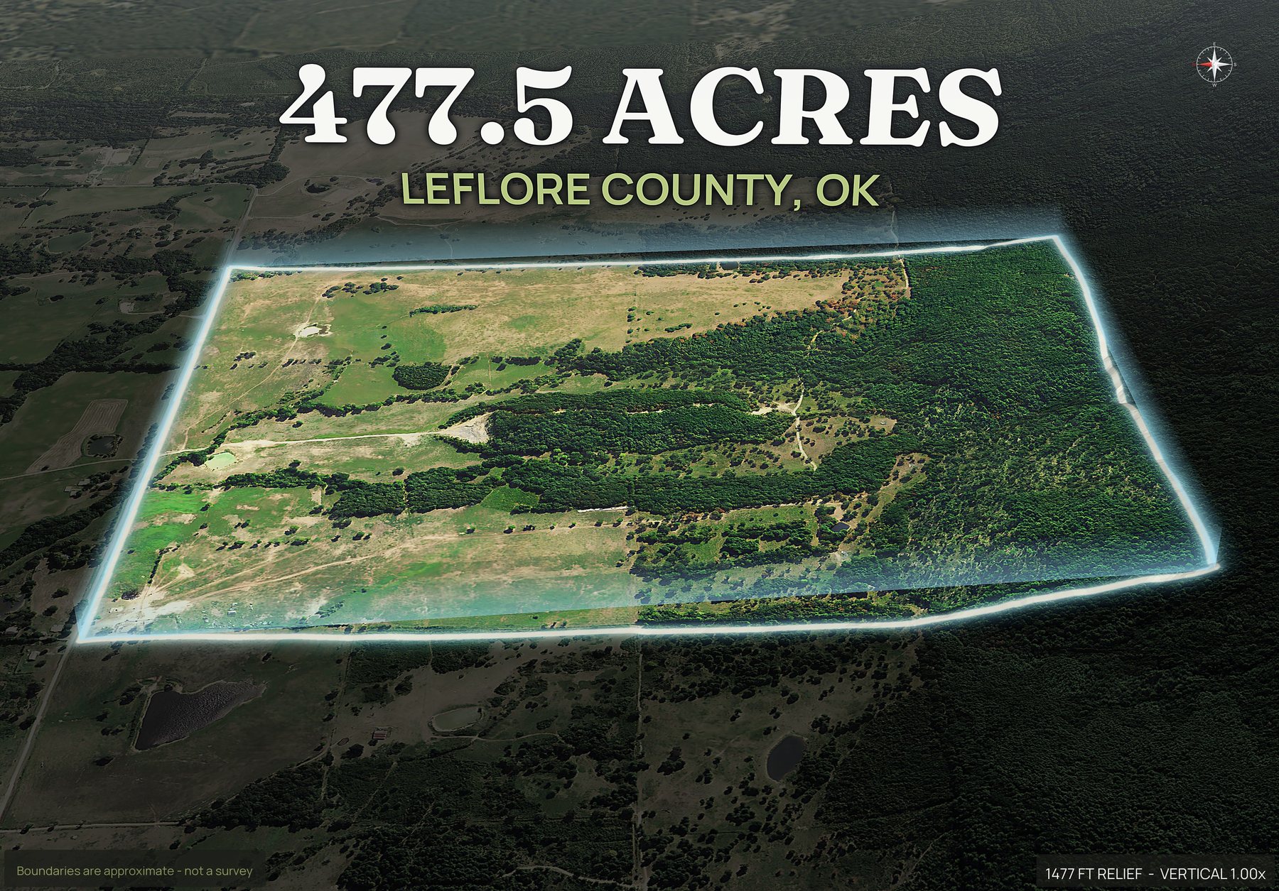 Spotlight, west of an Oklahoma land parcel